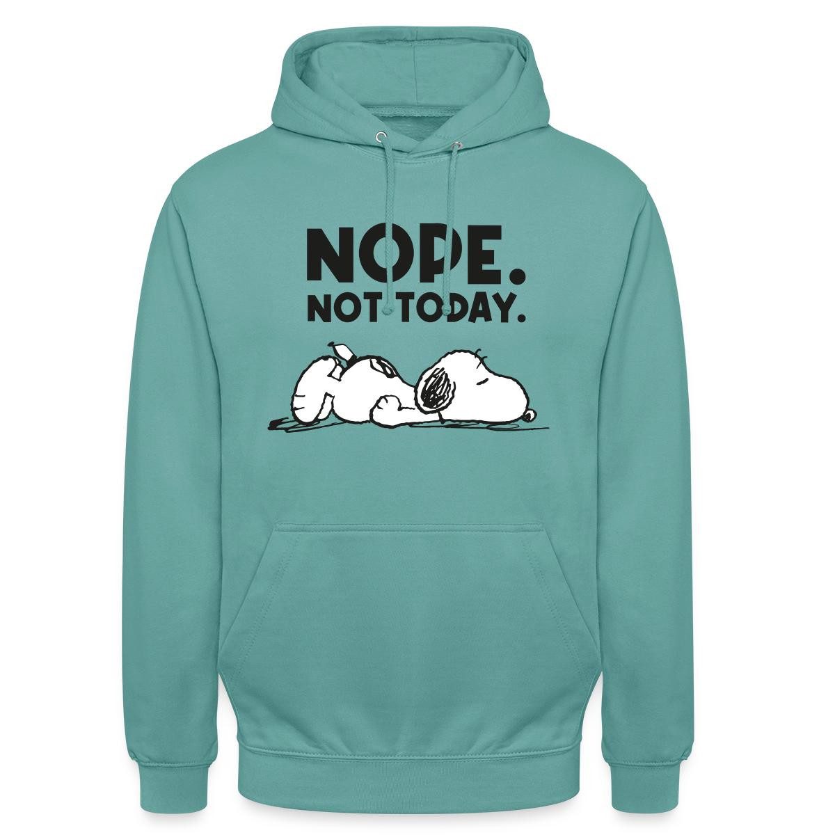 Spreadshirt Hoodie Peanuts Snoopy Nope Not Today Bürohumor Unisex Hoodie (1-tlg) Unisex-Schnitt: Sitzt bei Männern körpernah, bei Frauen weit
