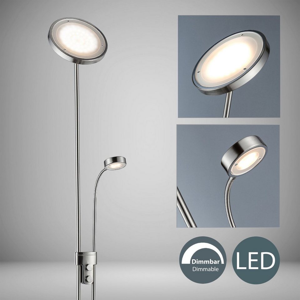 B.K.Licht LED Deckenfluter Luan, LED fest integriert, Warmweiß, LED  Stehleuchte, dimmbar, Metall, schwenkbar, inkl. 21W