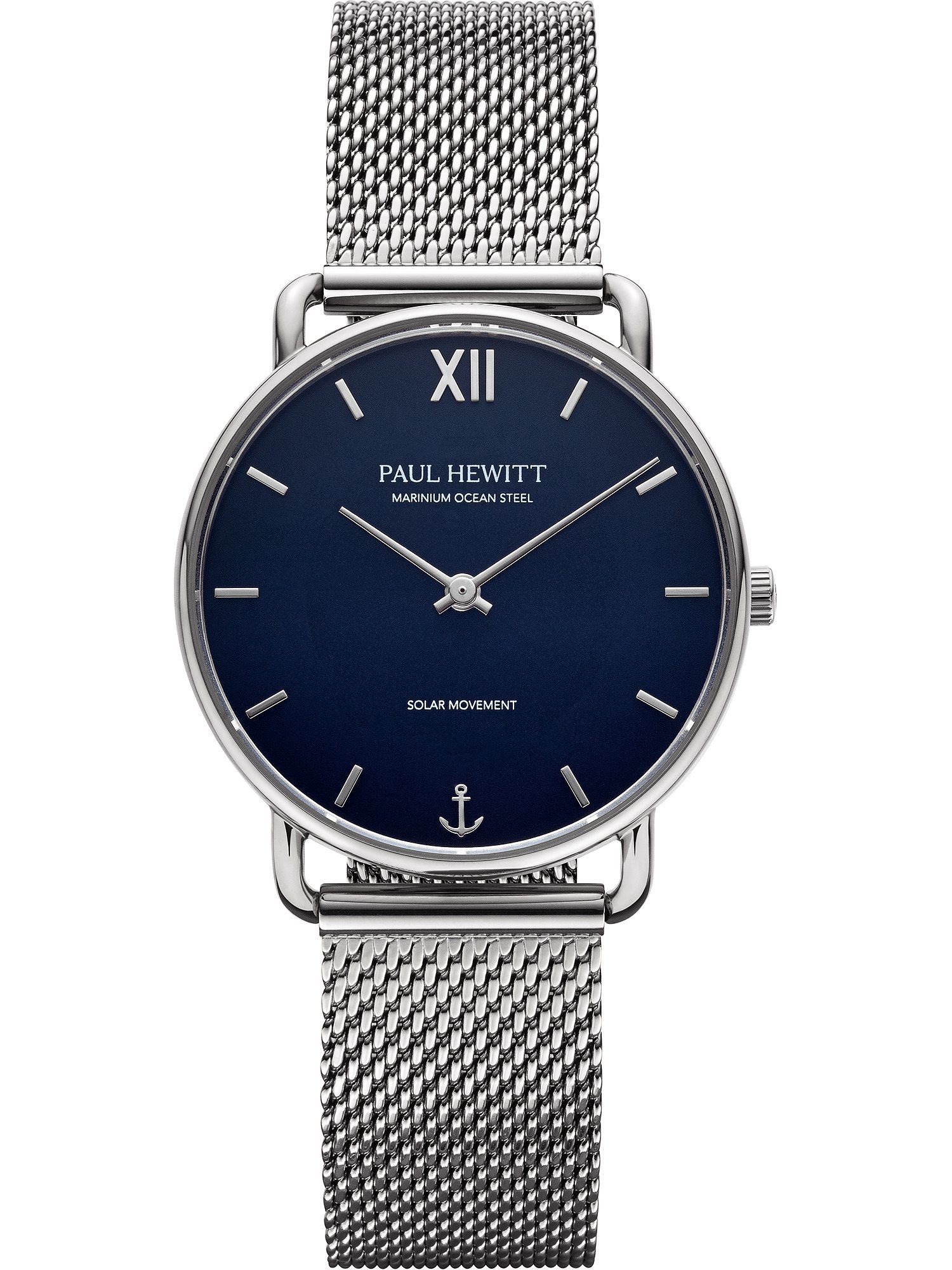 PAUL HEWITT Quarzuhr Paul Hewitt Damen-Uhren Analog Solar, Klassikuhr blau, silber