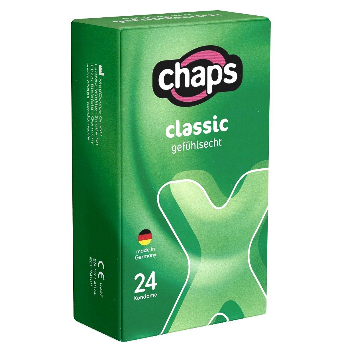 Chaps Kondome Classic Natur Packung mit, 24 St., natürliche Kondome, Kondome für volle Verkehrssicherheit