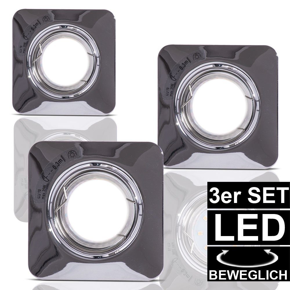 EGLO LED Einbaustrahler, Leuchtmittel inklusive, Warmweiß, 3x LED Einbau Strahler Decken Lampen chrom Spots