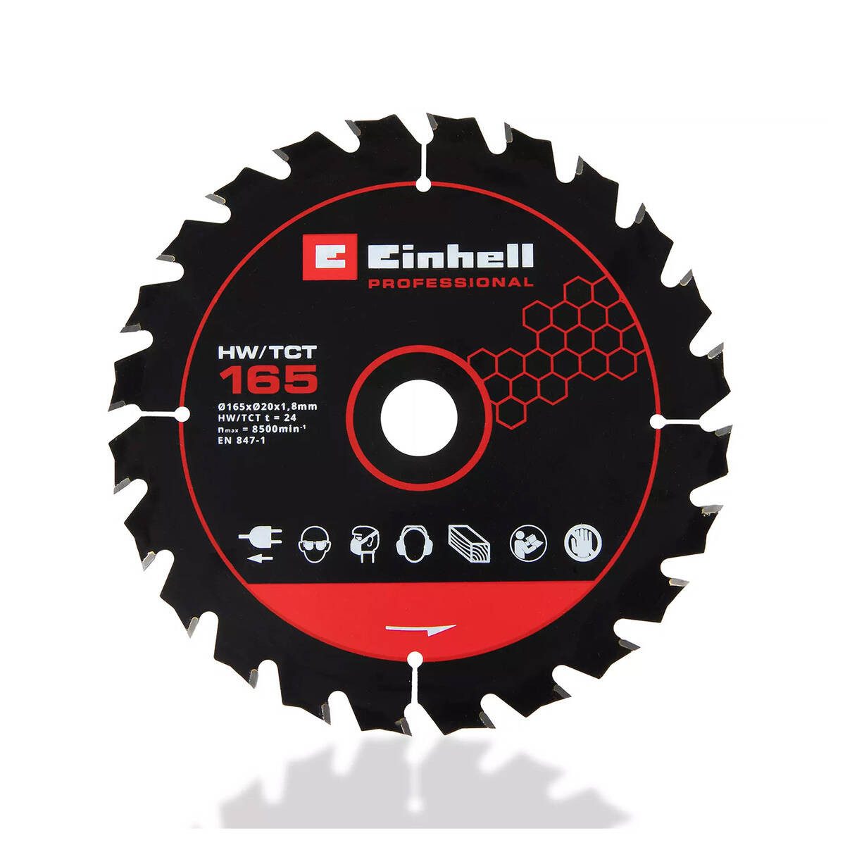 Einhell Kreissägeblatt 4502076 (Einzeln, für Einhell Professional Akku-Handkreissäge TP-CS 18/165 Li BL), Hartmetallbestückt, Wechselzahn, 8.500 U/min