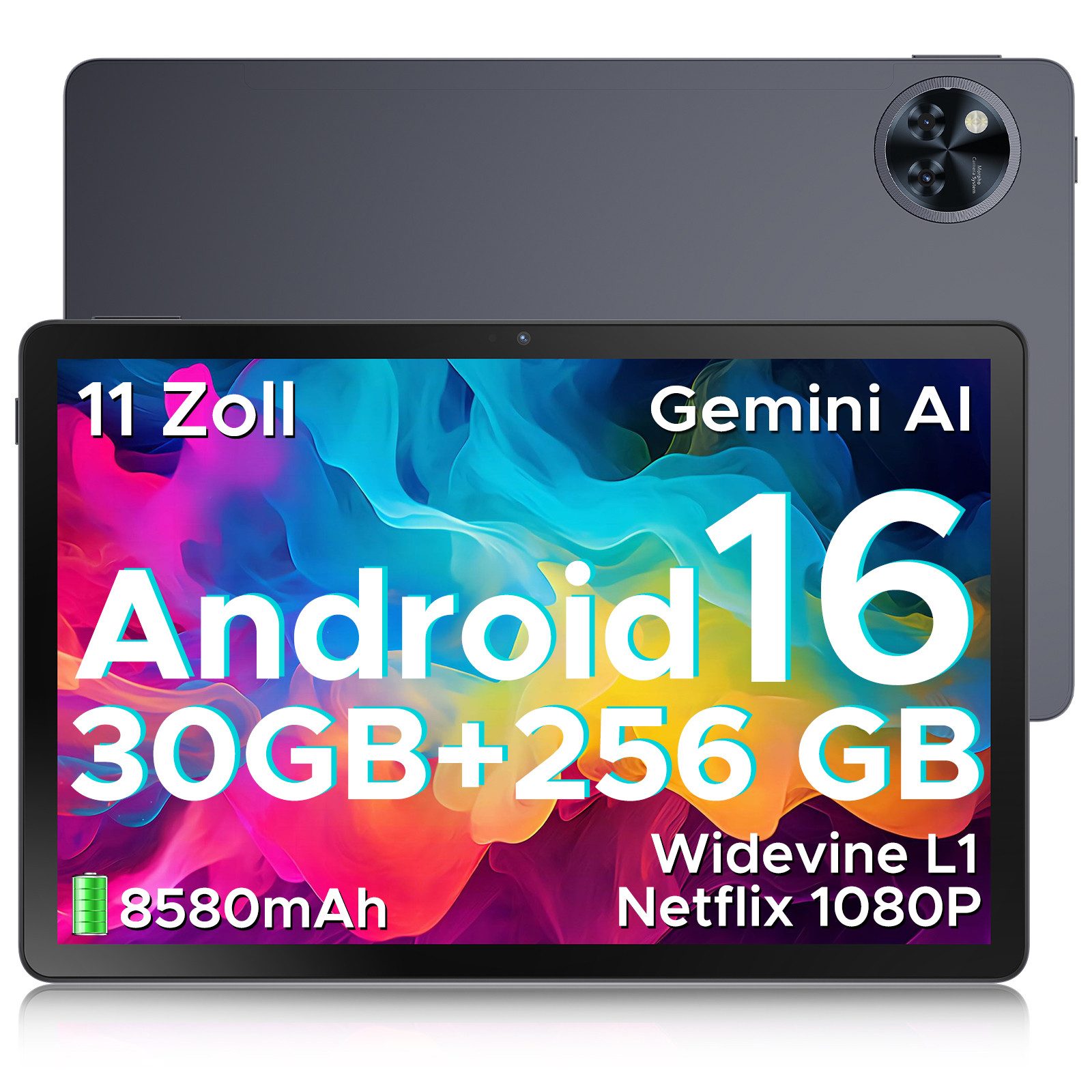 DOOGEE U11PRO Android 16 Tablet 11 Zoll, 30GB RAM+256GB ROM (2TB TF) Tablet (11", 256 GB, Android 16, WIFI, 8580mAh, 90Hz, 13MP+5MP, 5G WiFi/Widevine L1/ GPS/Face ID/OTG)