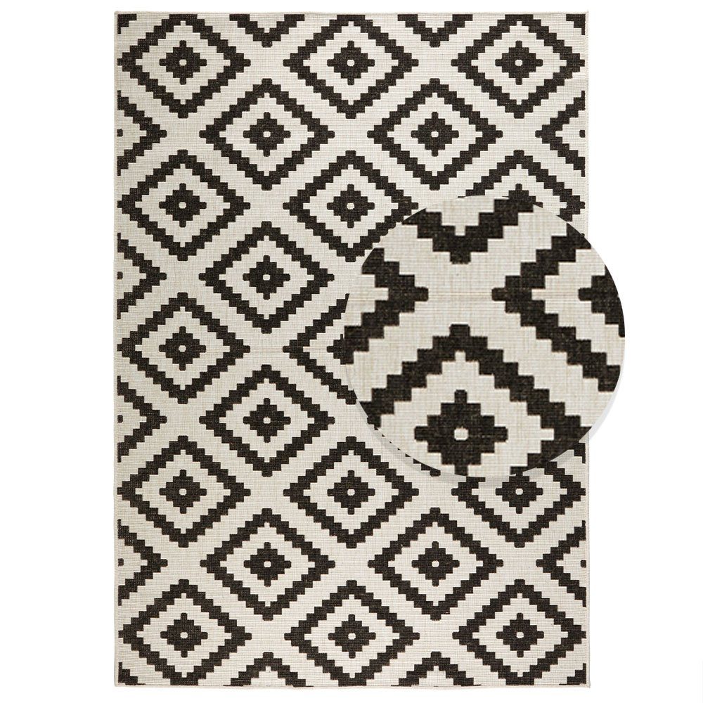 Teppich Boss Teppich Wendeteppich Malta Schwarz Creme In- & Outdoor, rechte günstig online kaufen
