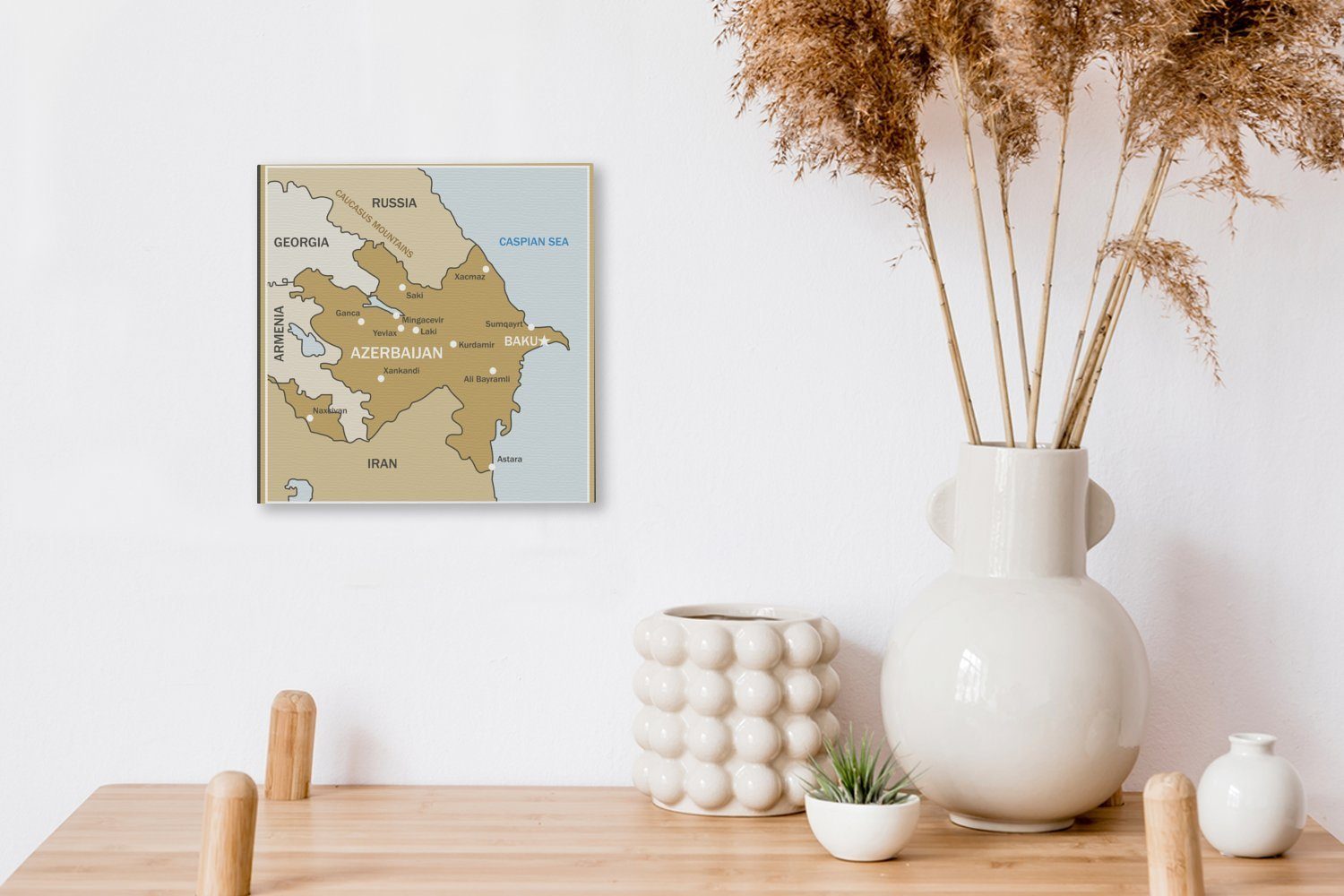 OneMillionCanvasses® Leinwandbild Eine Illustration Karte Bilder Aserbaidschan, für (1 Leinwand St), Schlafzimmer von Wohnzimmer einer