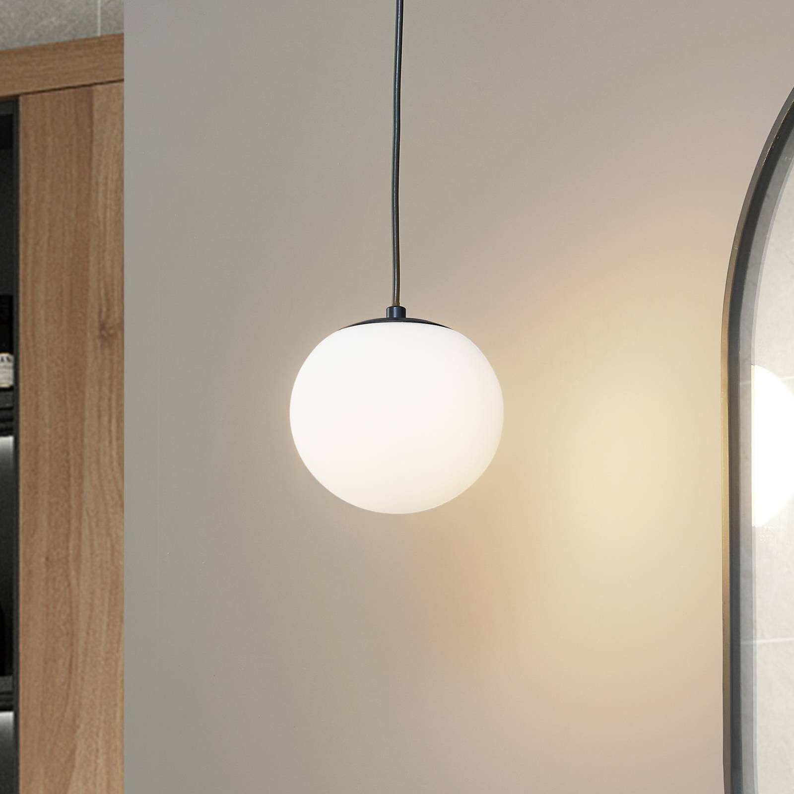 Lucande Hängeleuchte Bidolo, Glas Weiß IP44, 1 x 10 W LED