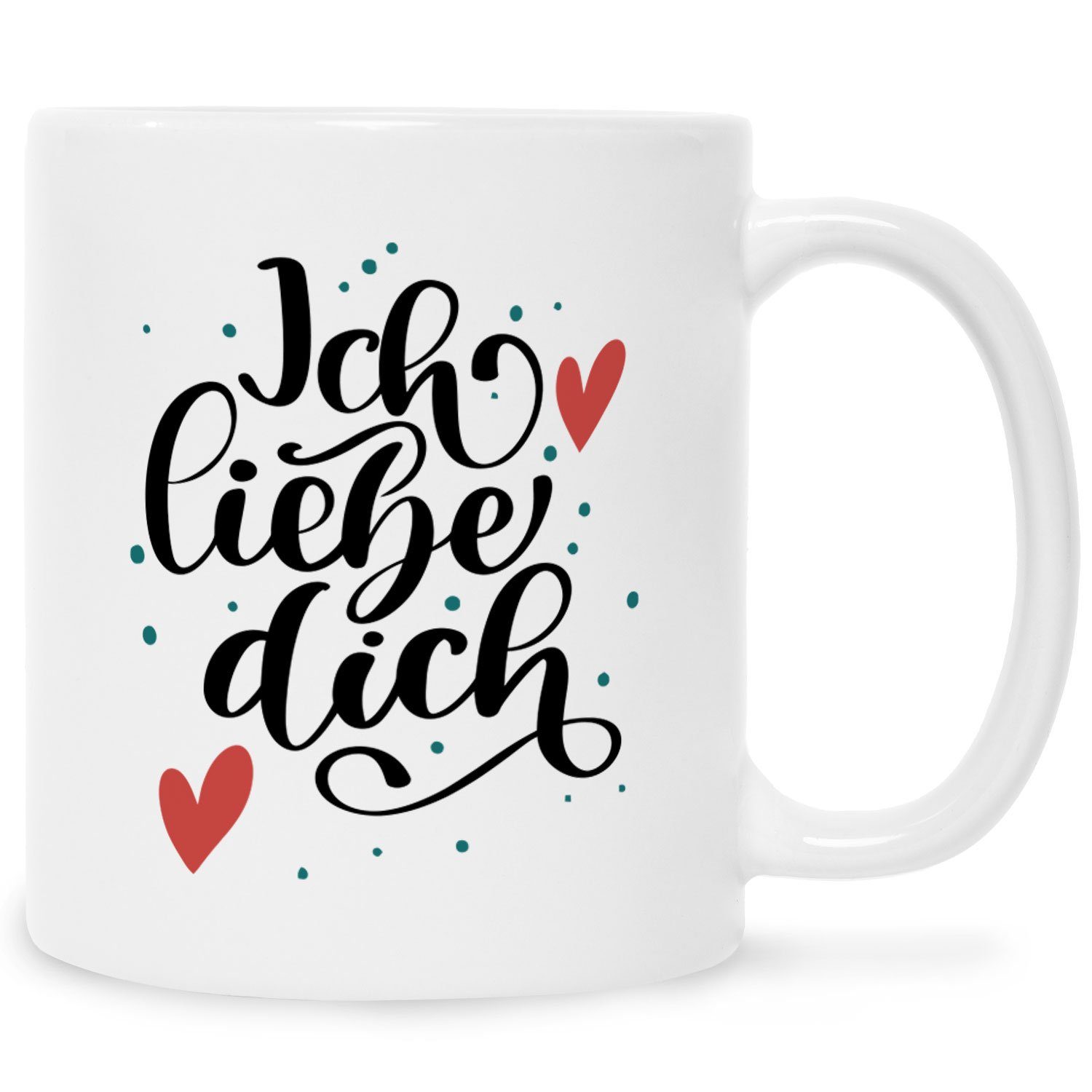 GRAVURZEILE Tasse mit Spruch - Ich liebe dich V2 - Herzliches Geschenk zum Valentinstag Weiß