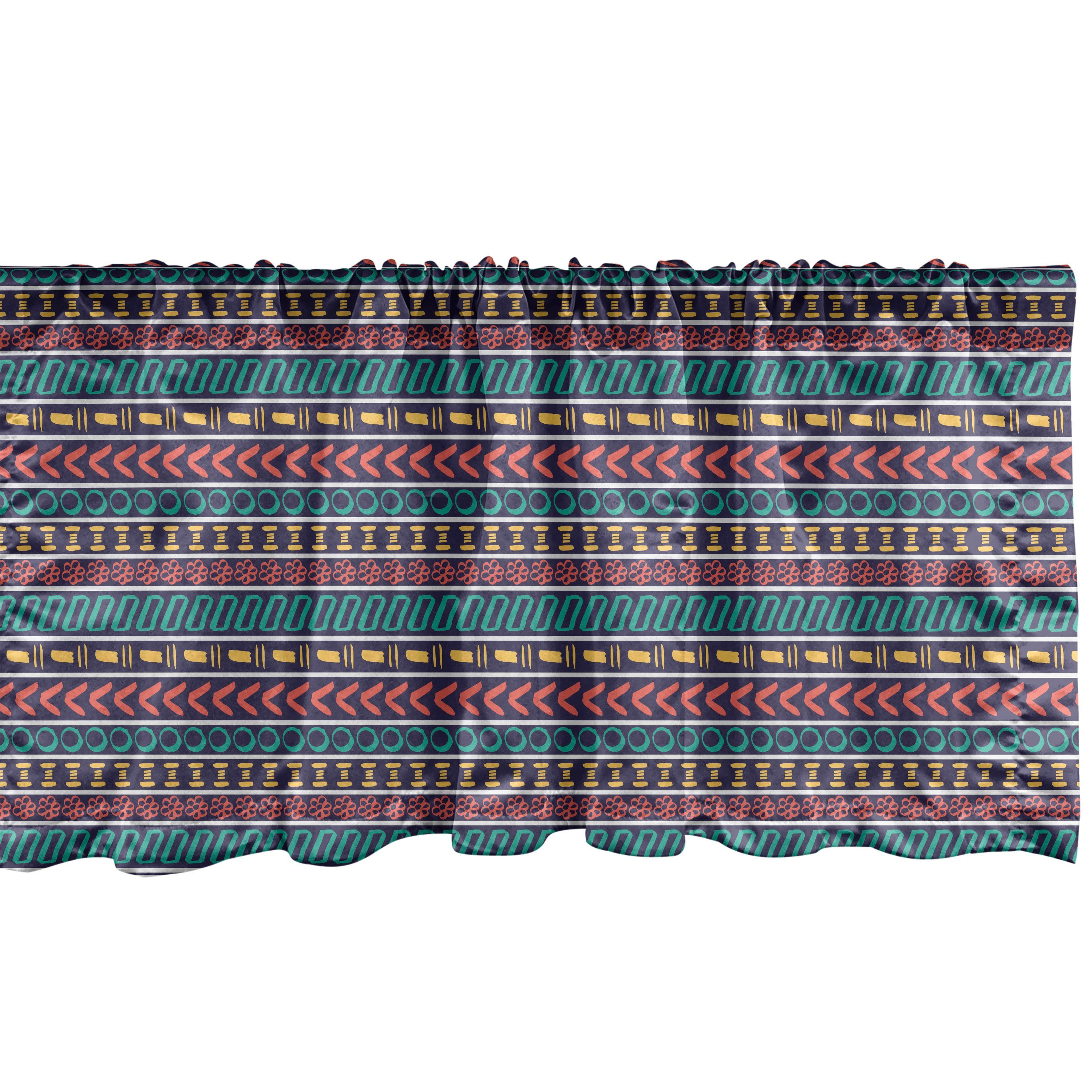 Scheibengardine Vorhang Volant für Küche Schlafzimmer Dekor mit Stangentasche, Abakuhaus, Microfaser, Ethnisch Stil