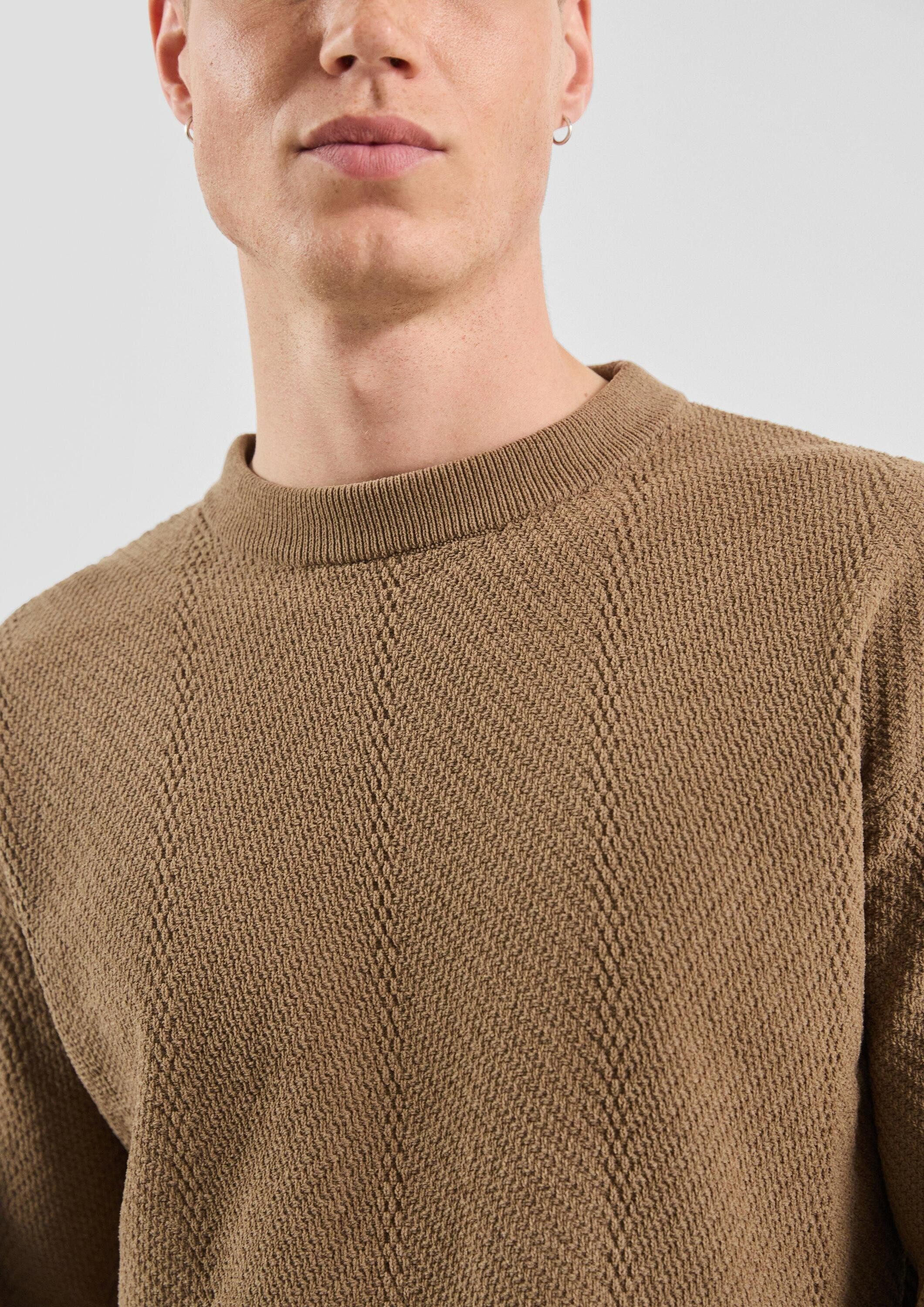 QS Longpullover Strickpullover Strukturierter Strickpullover