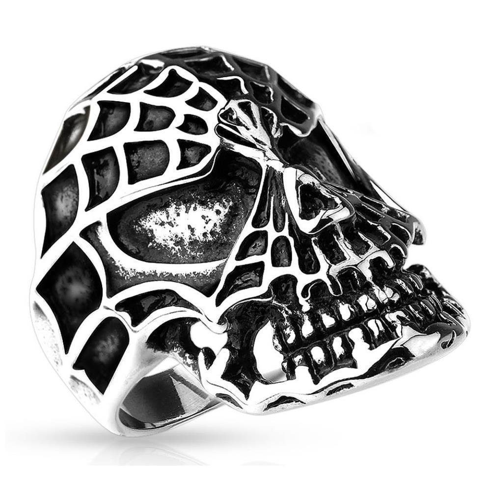 Fingerring 64 (20.4) Totenkopf Skull Ring Spinnennetz Herren