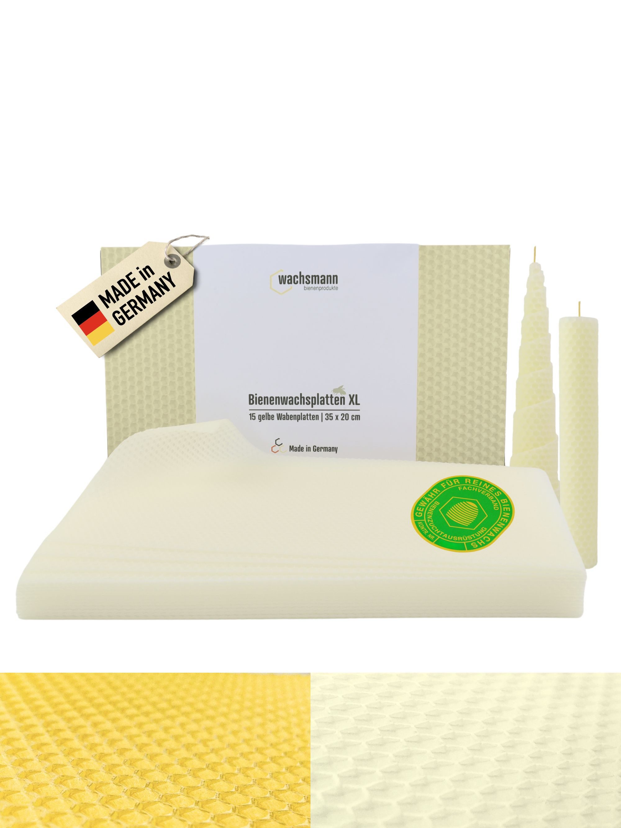 Wachsmann Bienenprodukte Ремеслоaturmaterial Bienenwachsplatten XL, 100% echtes Bienenwachs