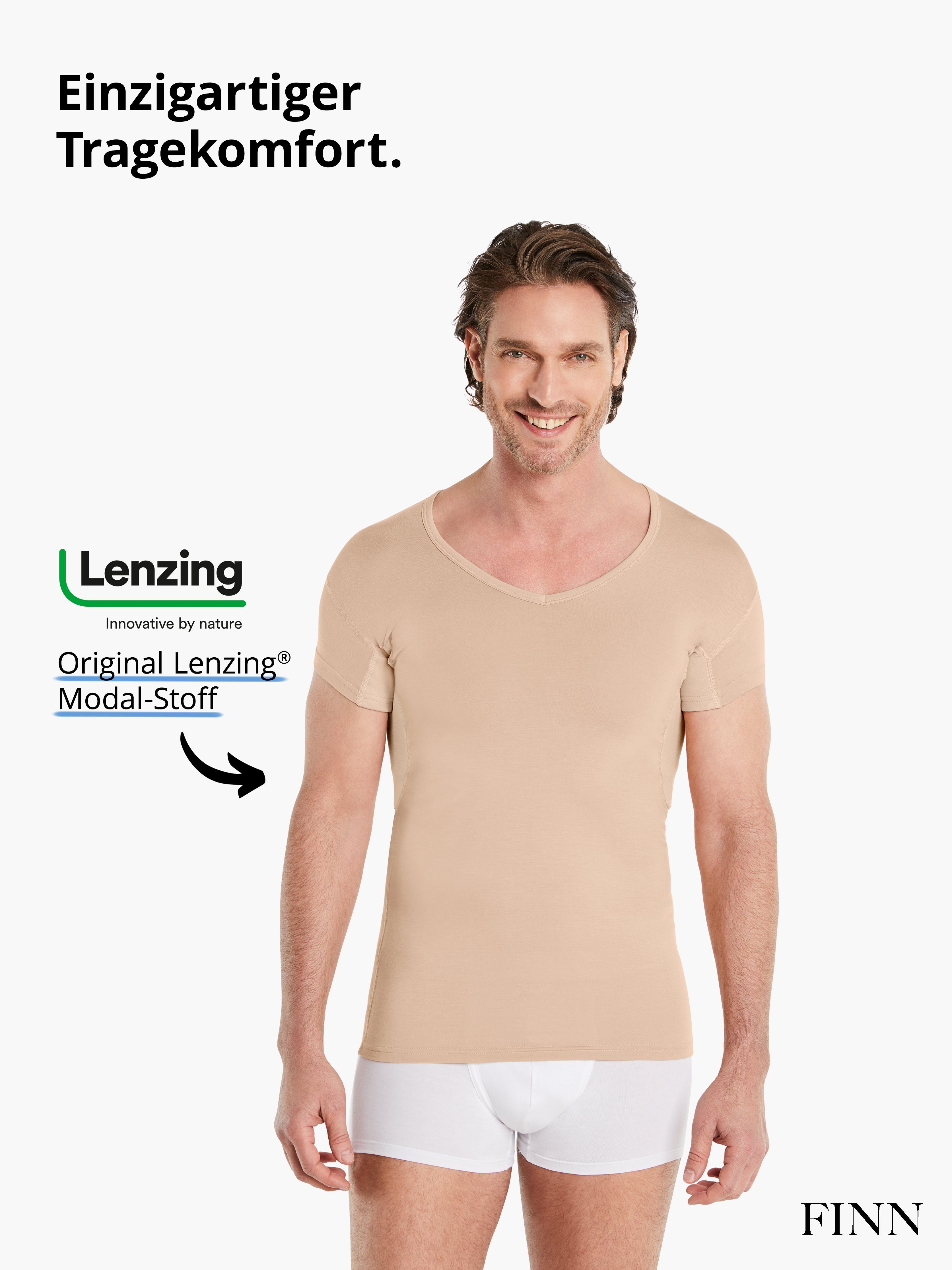 FINN Design Unterhemd Anti-Schweiß Unterhemd mit - und mit Kurzarm-Hemden Perfekt Ärmel unter Polo-Shirts extra Light-Beige Ärmeln kurzen Herren verkürztem