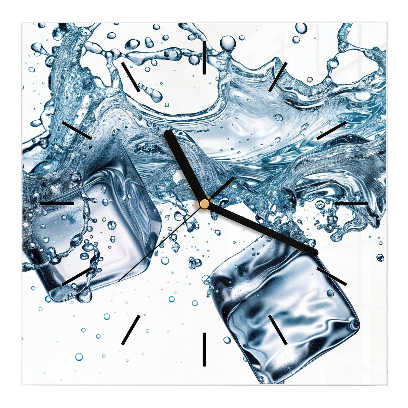 Wanduhr Glasuhr Wanduhr Wandkunst Größe 30 x 30 cm mit Motiv Wasserspritzer