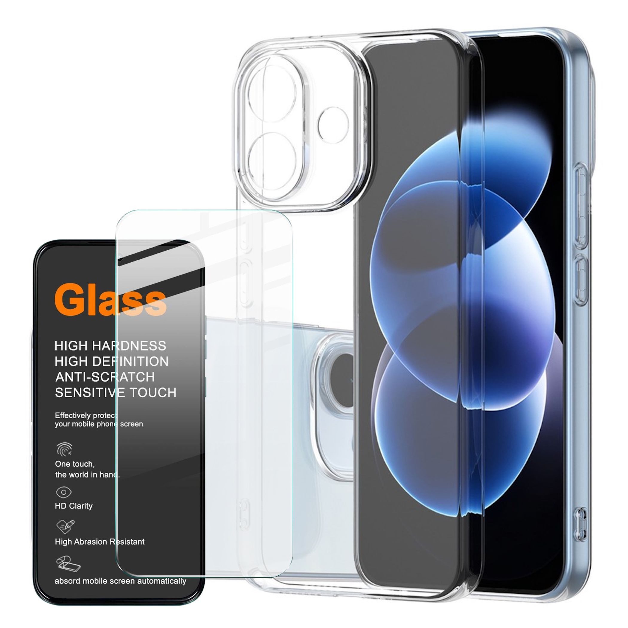 Wigento Handyhülle + Schutzglas für Xiaomi Redmi Note 17 Pro 5G Set TPU Schutz + 9H Glas 6,83 Zoll, Produktset TPU Hülle mit Hartglas