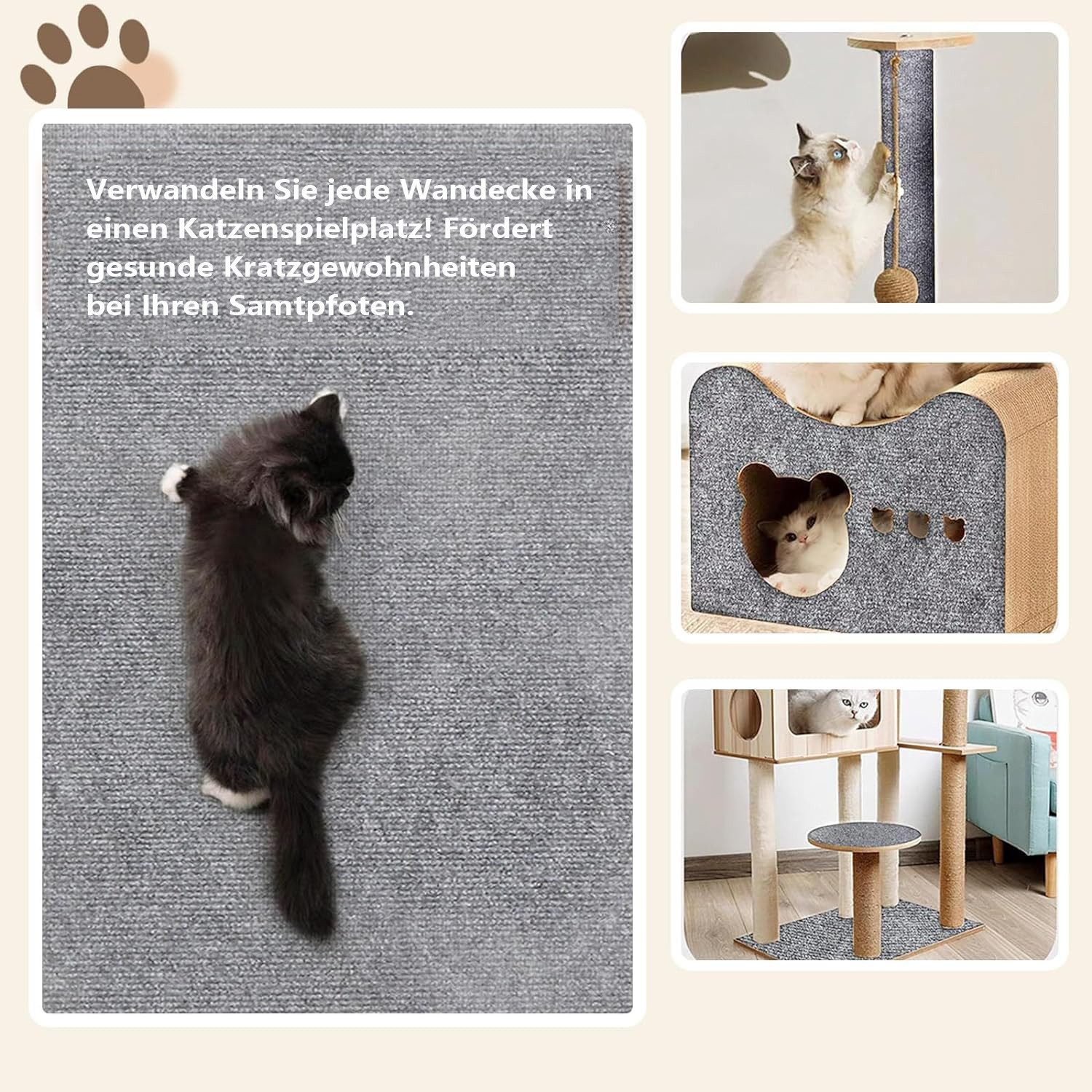 Agger Kratzmatte Katze Wand Kratzschutz Sofa Schutz Selbstklebende Kratzteppich, Kratzmatte Sofa Schutz DIY Krallen Katzen Teppich