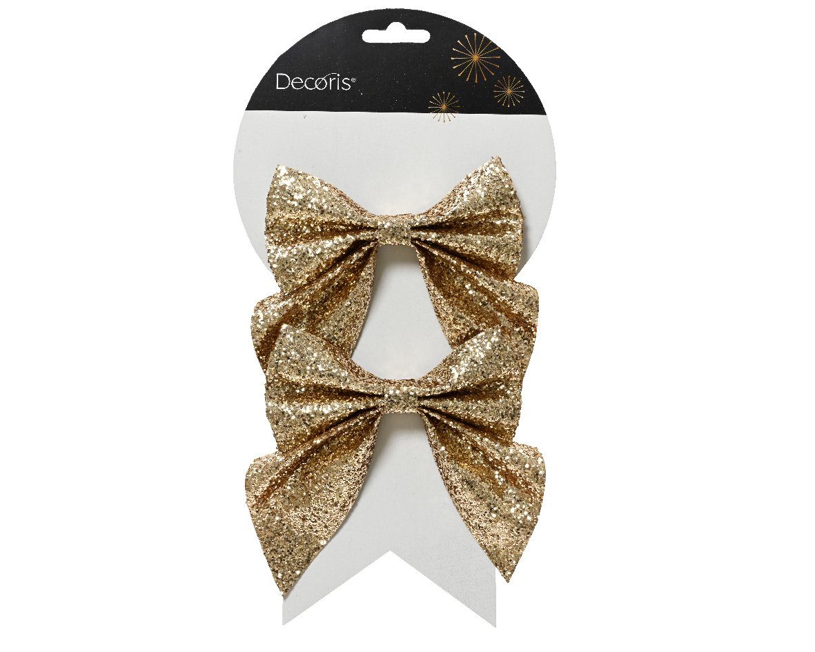 Kaemingk Christbaumschmuck, Schleifen mit Clip 12cm 2er Set gold