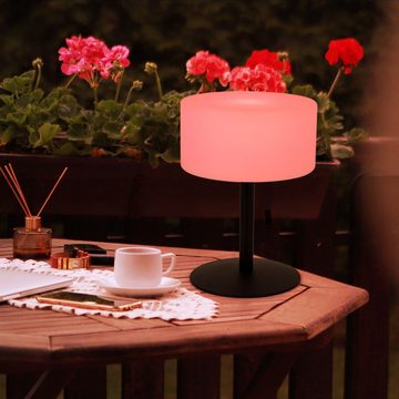 etc-shop Außen-Tischleuchte, LED-Leuchtmittel fest verbaut, Warmweiß, LED Tischlampe Outdoor aufladbar Garten Akku Außen