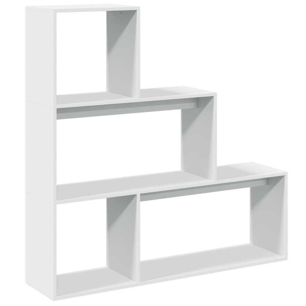vidaXL Bücherregal Raumteiler-Bücherregal 3 Stufen Weiß 123x29x123cm Holzwerkstoff, 1-tlg.