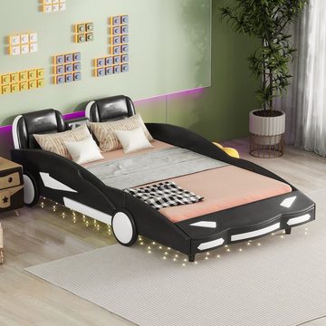 Merax Autobett, 140x200cm mit Lattenrost, Kinderbett, Jugendbett, für Jungen und Mädchen