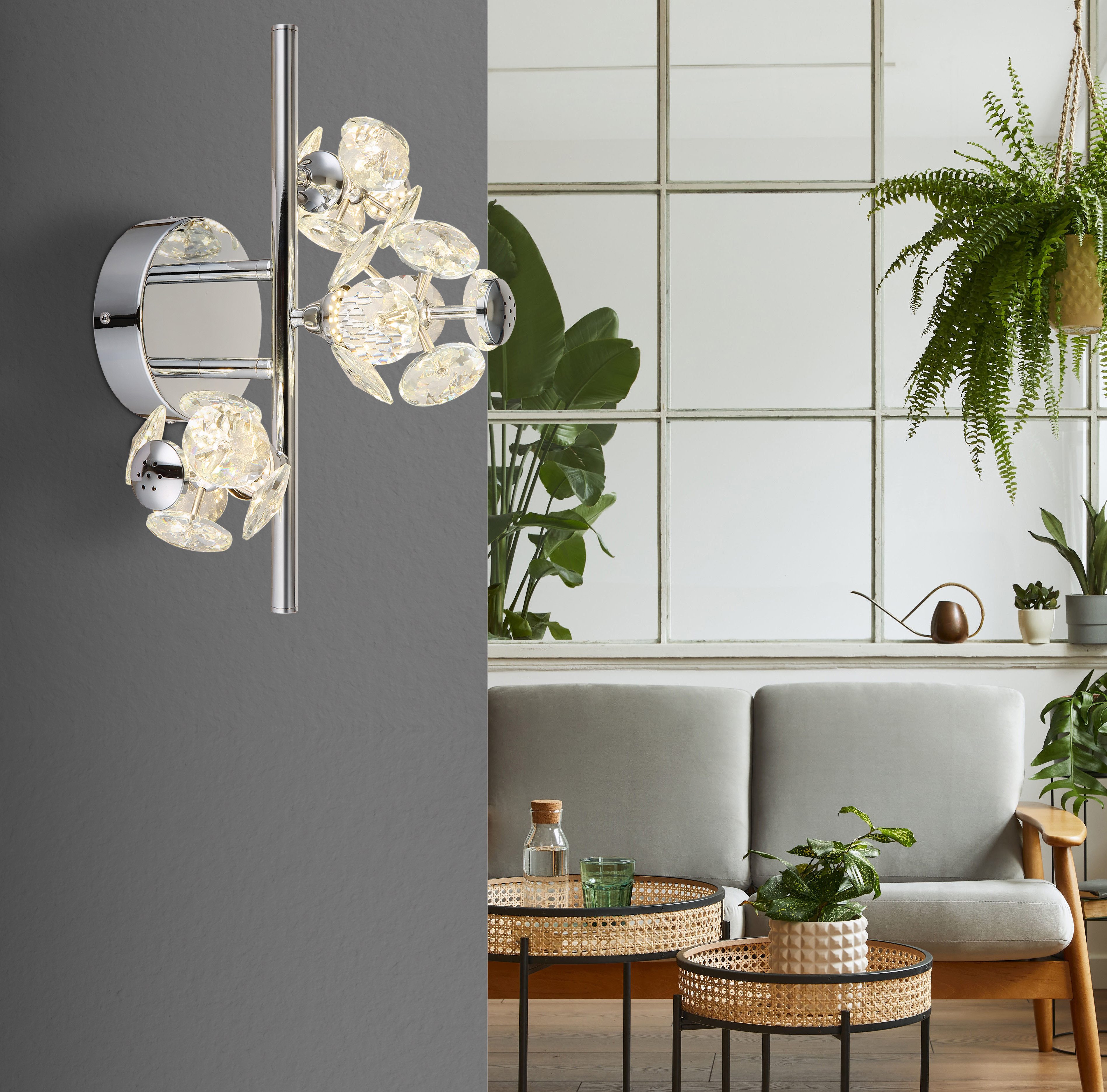 GLOBO LIGHTING Wandleuchte VIRINA, LED fest integriert, Warmweiß, Wandlampe Wand Wohnzimmer Flur Wandbeleuchtung