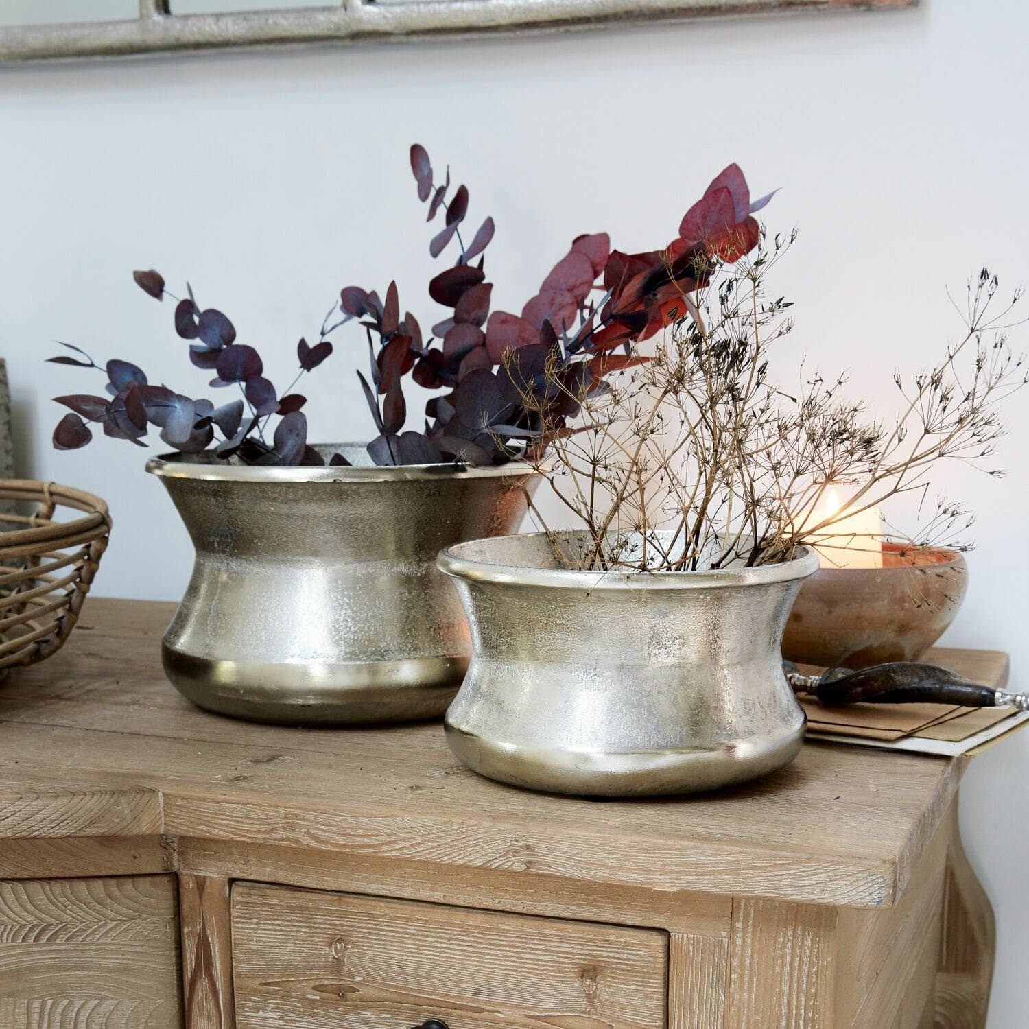 Mirabeau Tischvase Vase 2er Set Riona antiksilber