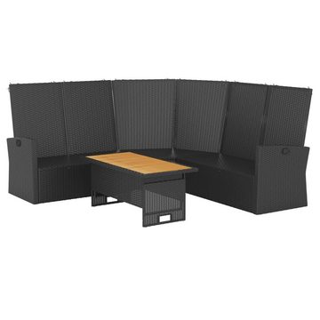 vidaXL Gartenlounge-Set 2-tlg. Garten-Lounge-Set mit Kissen Schwarz Poly Rattan, (2-tlg)