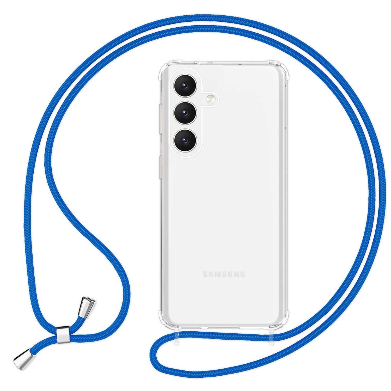 Nalia Backcover Samsung Galaxy S24, Klare Hybrid Hülle mit Band / Schutzhülle zum Umhängen / Outdoor Cover