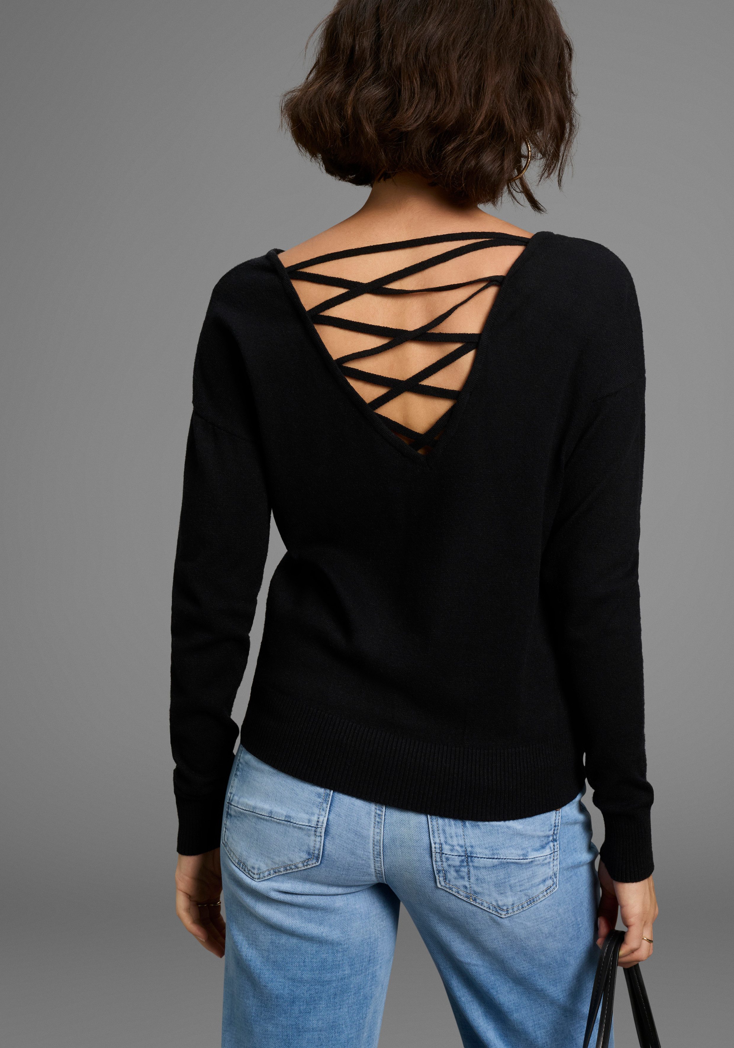 Laura Scott Strickpullover mit Rückenschnürung - günstig online kaufen