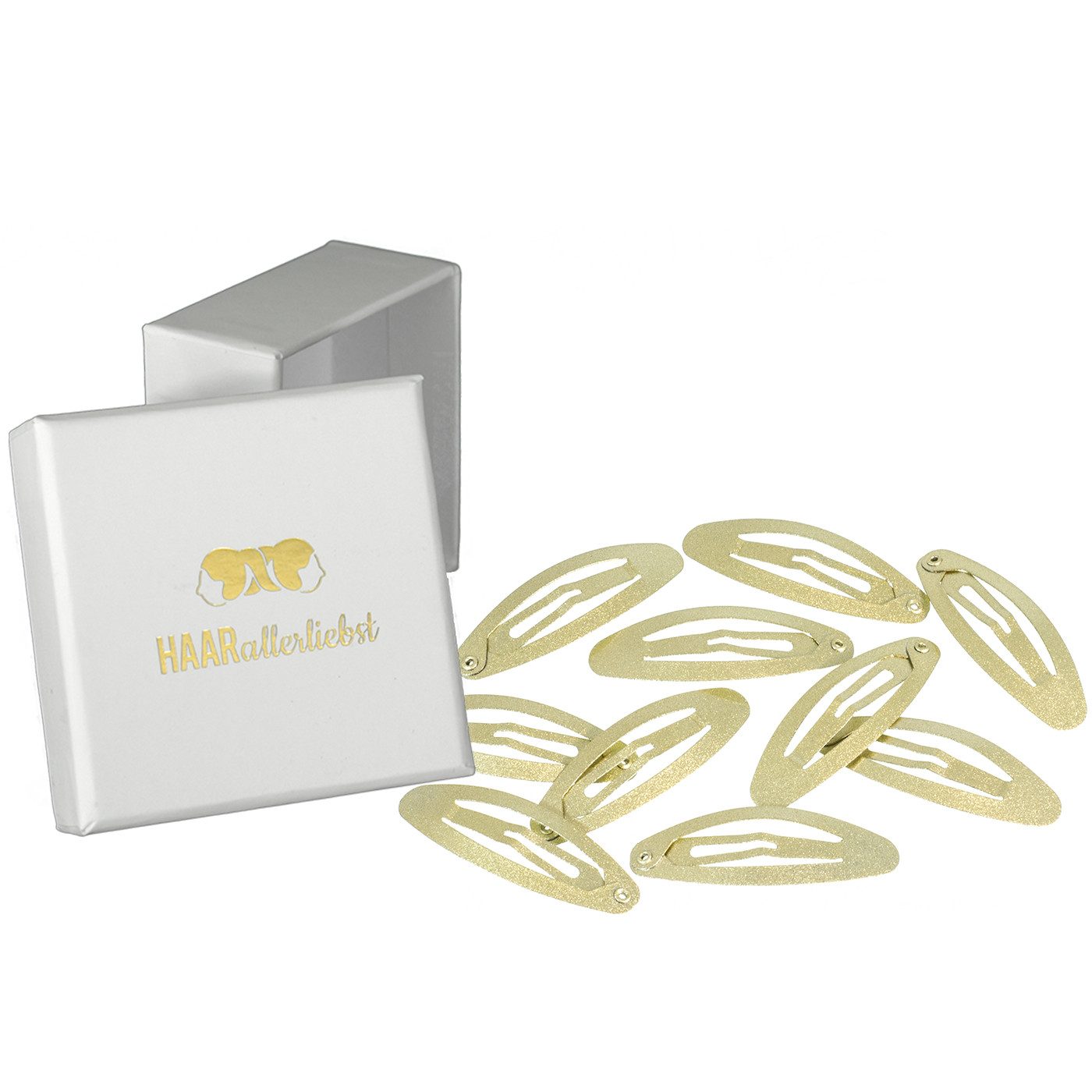 HAARallerliebst Haarspange Ovale Haarspangen, Spar-Set, 10-tlg., Farbe gold schimmernd, 5cm Lang