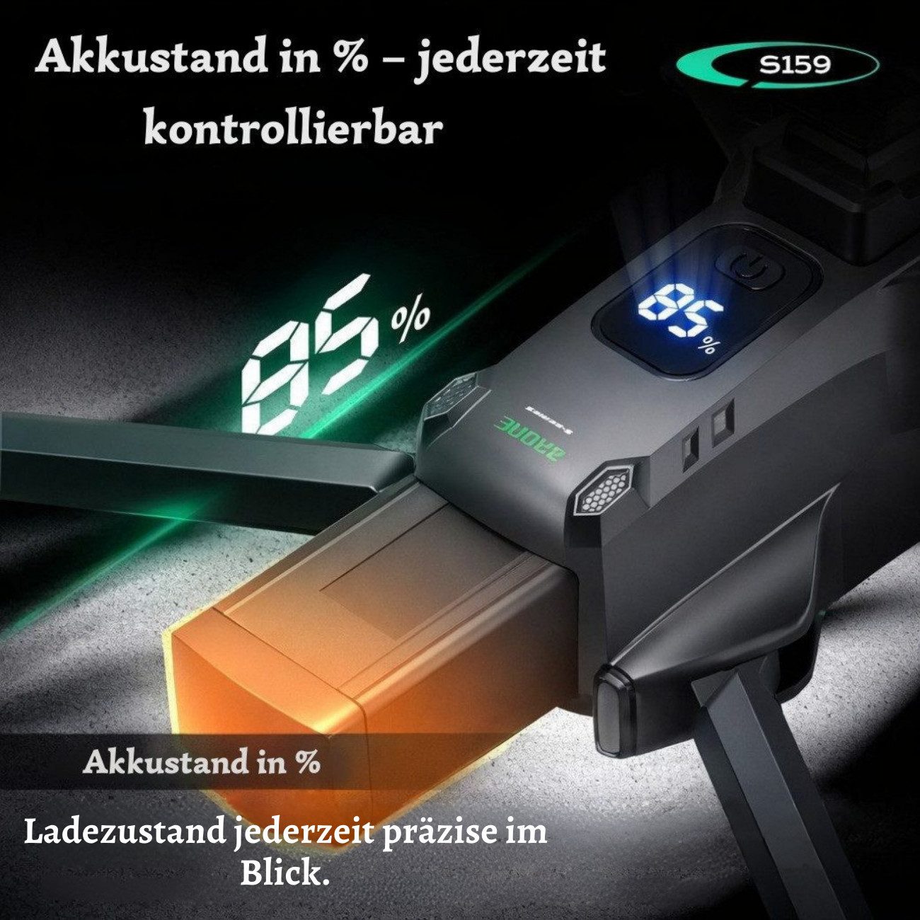 Goldstern-Tech RC-Quadrocopter S159 (GPS Drohne mit Displayfernbedienung, 500m Reichweite, faltbare RC-Drohne mit Dual-Kamera), Auto-Rückkehr, Optical-Flow-Stabilisierung & intelligenten Flugmodi