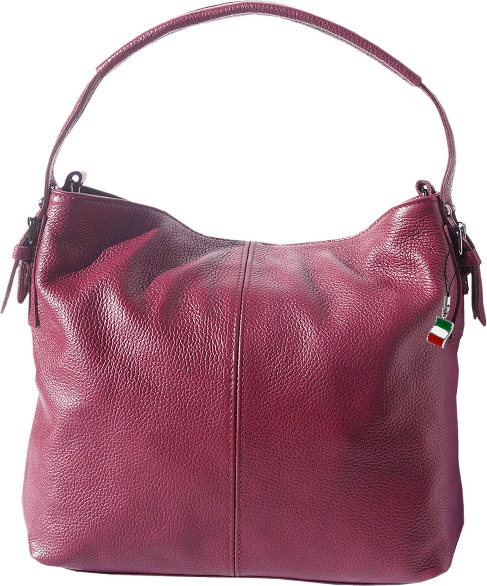 FLORENCE Shopper Florence legere Echtleder Hobo Bag Damen (Shopper, Shopper), Damen Tasche Echtleder rot, bordeaux, Made-In Italy