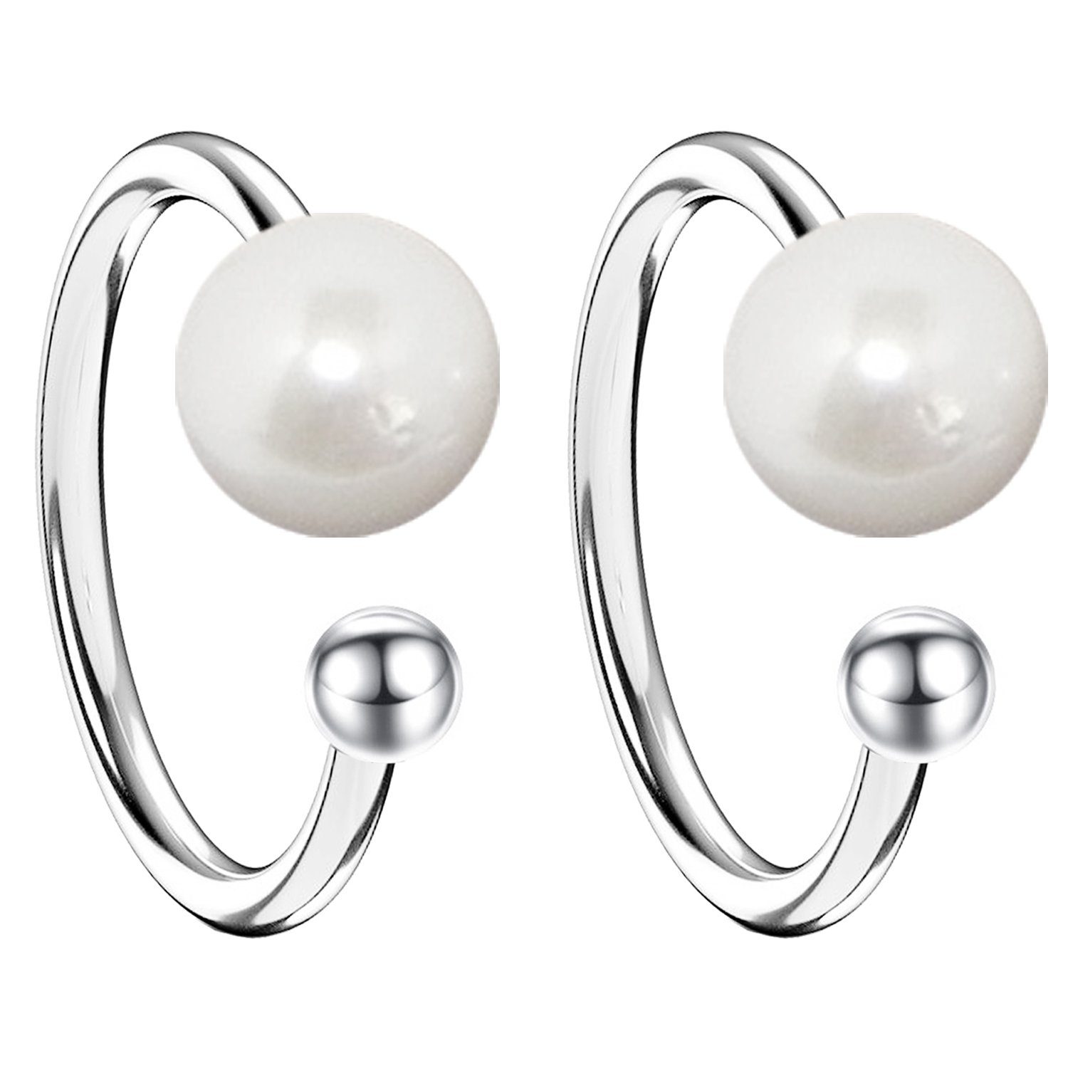 Ohrklemme Damen Ohrklemme Ohrringe Ohrmanschette Ear Cuff Set Fake Perlen Silber