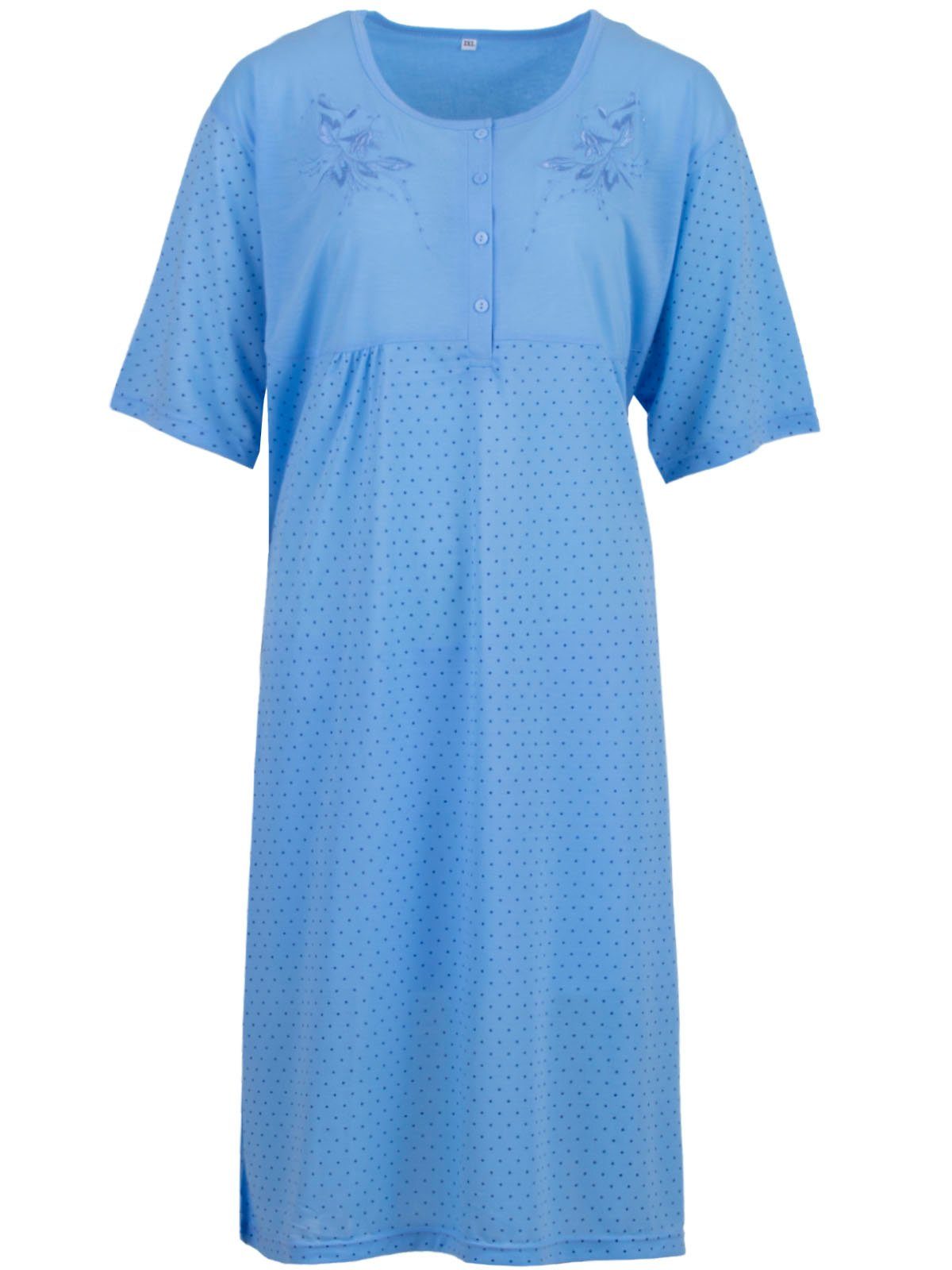 Lucky Nachthemd Nachthemd Kurzarm - Punkte 3XL-6XL blau