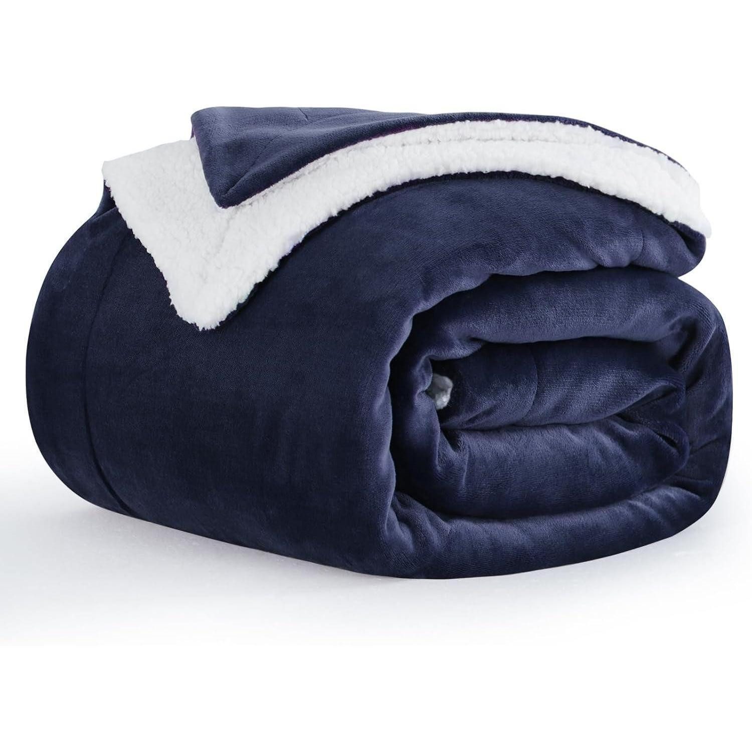 Wohndecke Kuscheldecke Sherpa Fleece XL 150x200 Couchdecke 150 x 200 cm Blau, LuxusKollektion