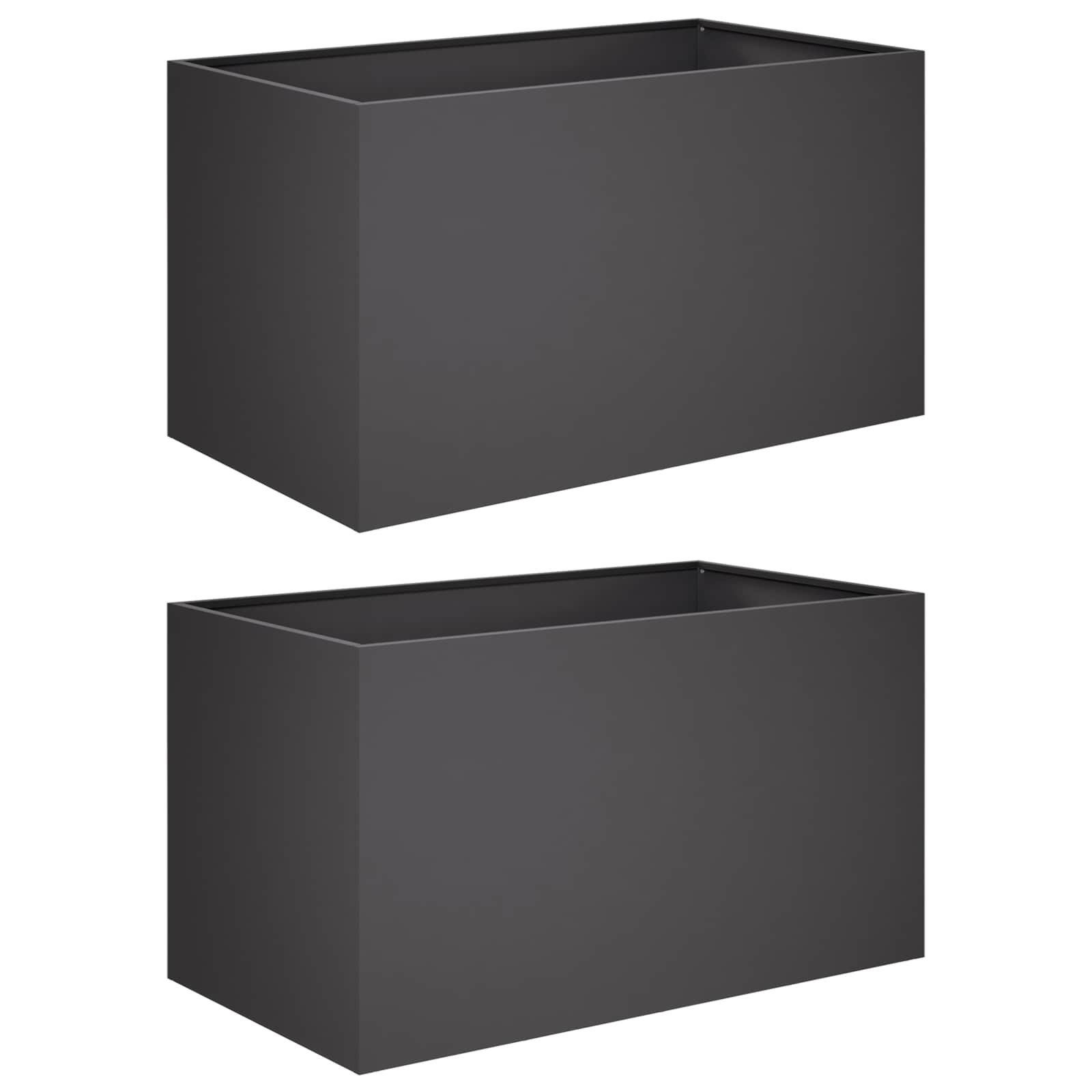 vidaXL Blumentopf Garten-Pflanzgefäß 2 stk. Schwarz 100 x 50 x 50 cm (2 St)