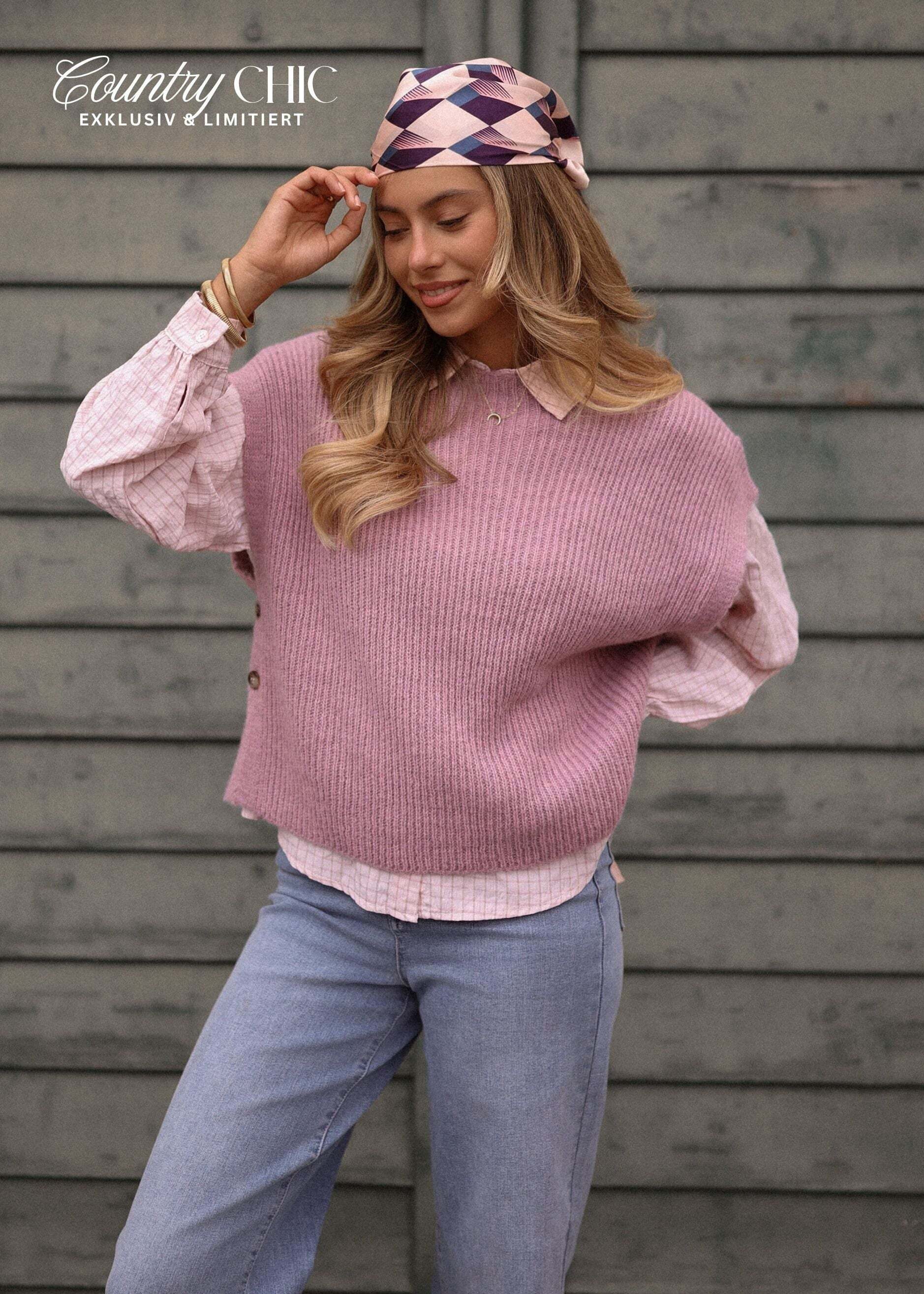 SASSYCLASSY Pullunder Strickpullunder mit Seitlichenknöpfen für Damen Locker geschnittener Damenweste aus Rippstrick in Braun
