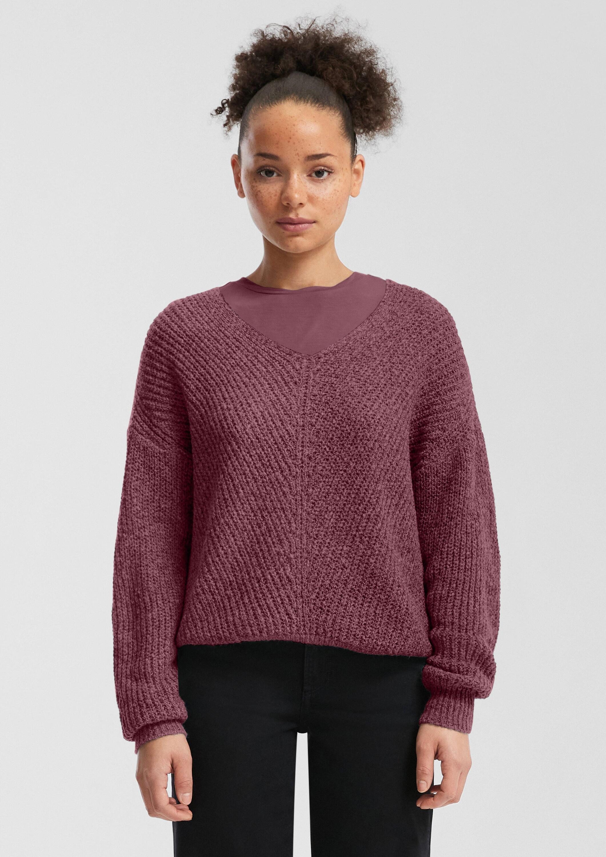 QS Longpullover Strickpullover Melierter Pullover günstig online kaufen