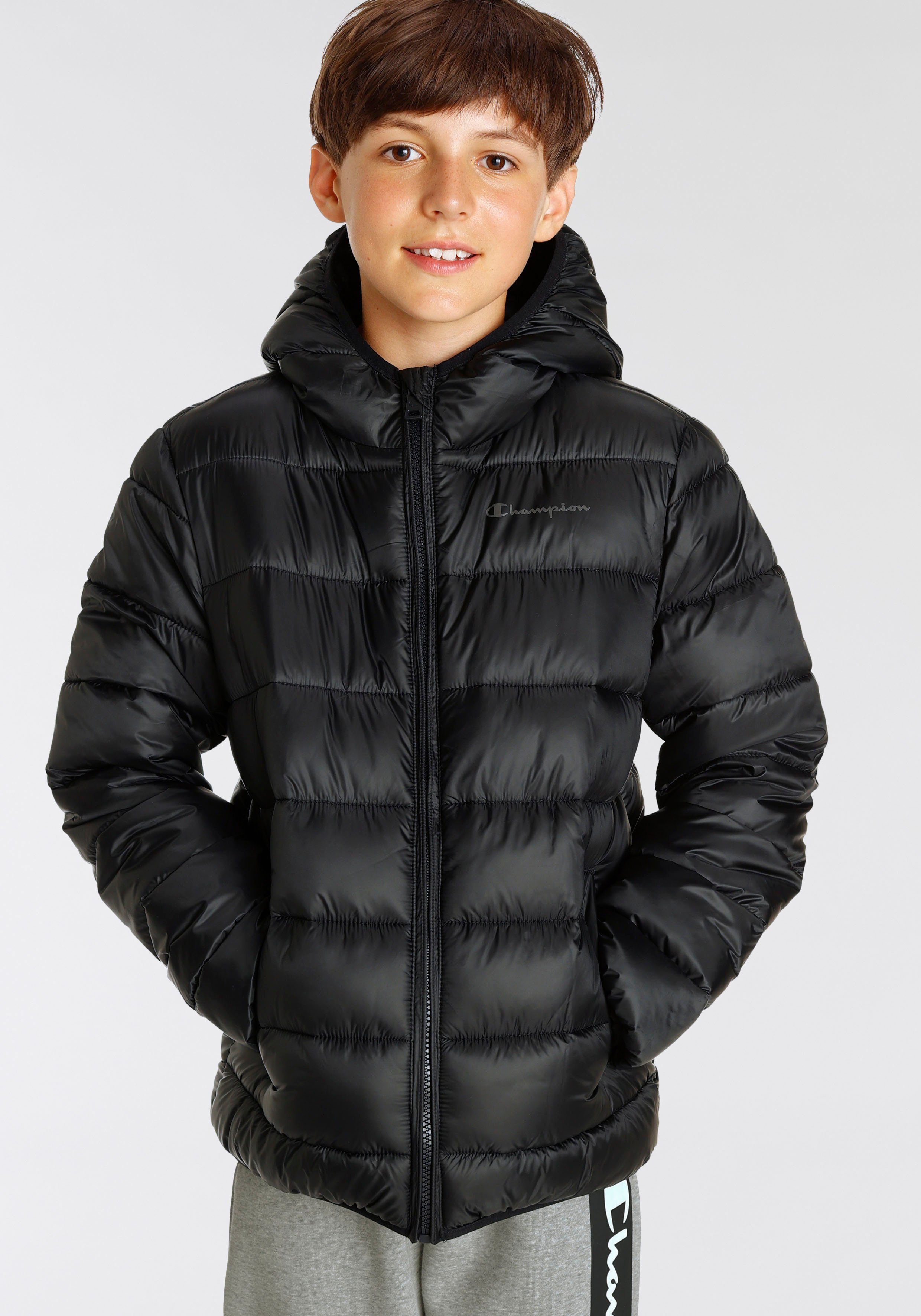 schwarz Kinder Champion Steppjacke - für Hooded Outdoor Jacket