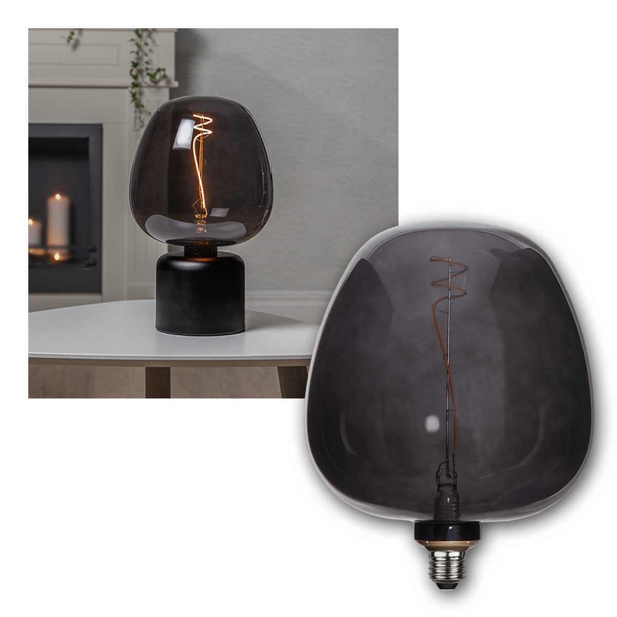 LED-Leuchtmittel E27 Design Birne APPLE Filament, black 245x190mm