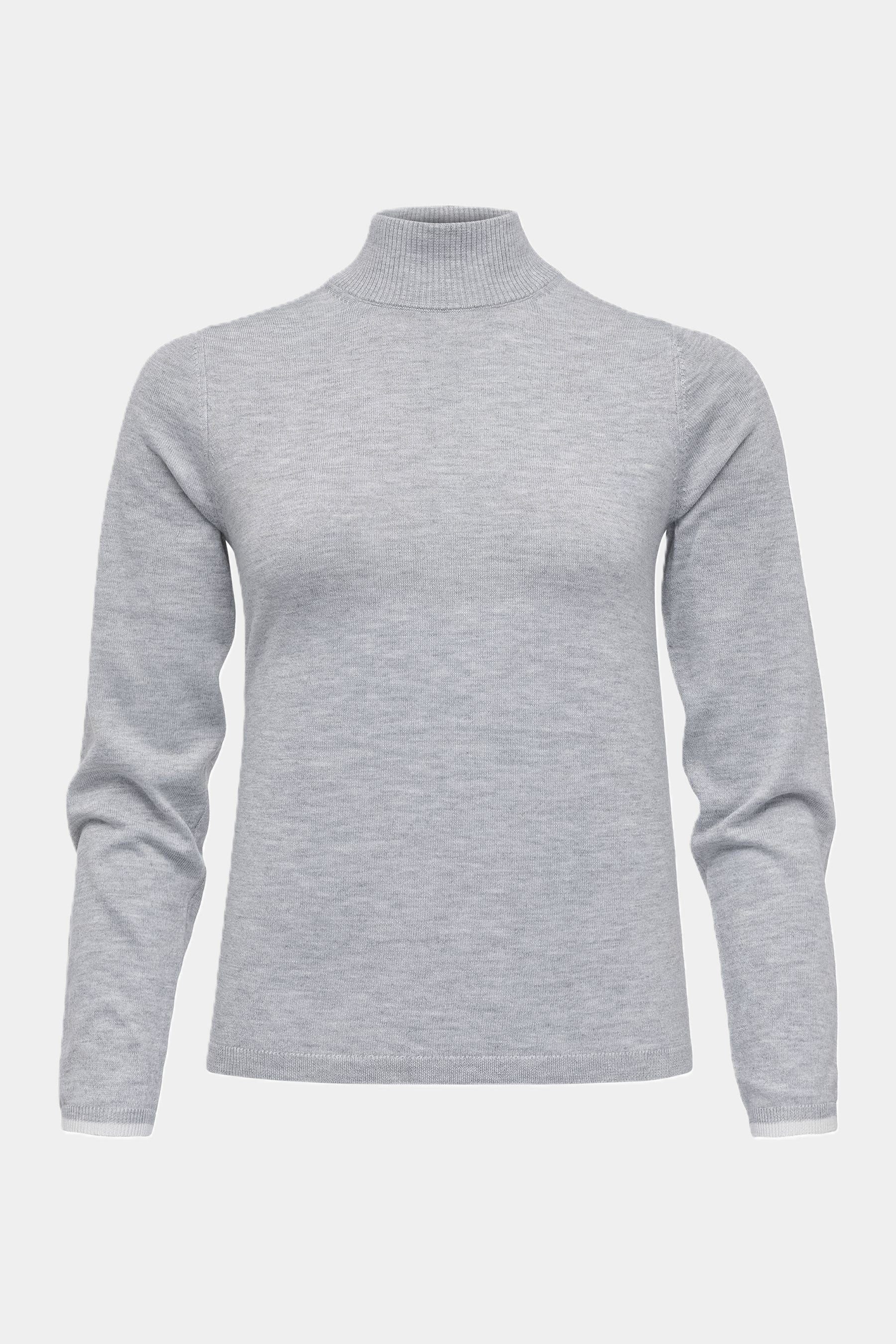 Cassis Rollkragenpullover Cassis Rollkragenpullover meliert mit Ziernaht - LIGHT GREY