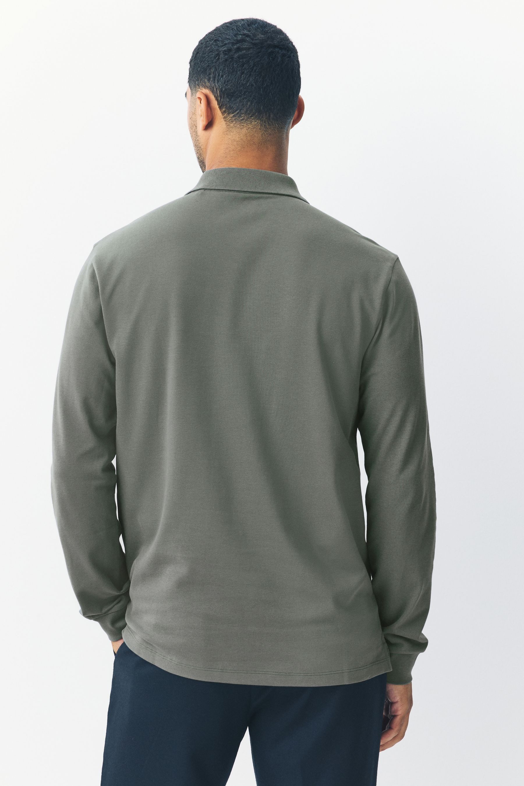 Next Langarm-Poloshirt Regular Fit Lärmeliges Pikee-Poloshirt (1-tlg) günstig online kaufen