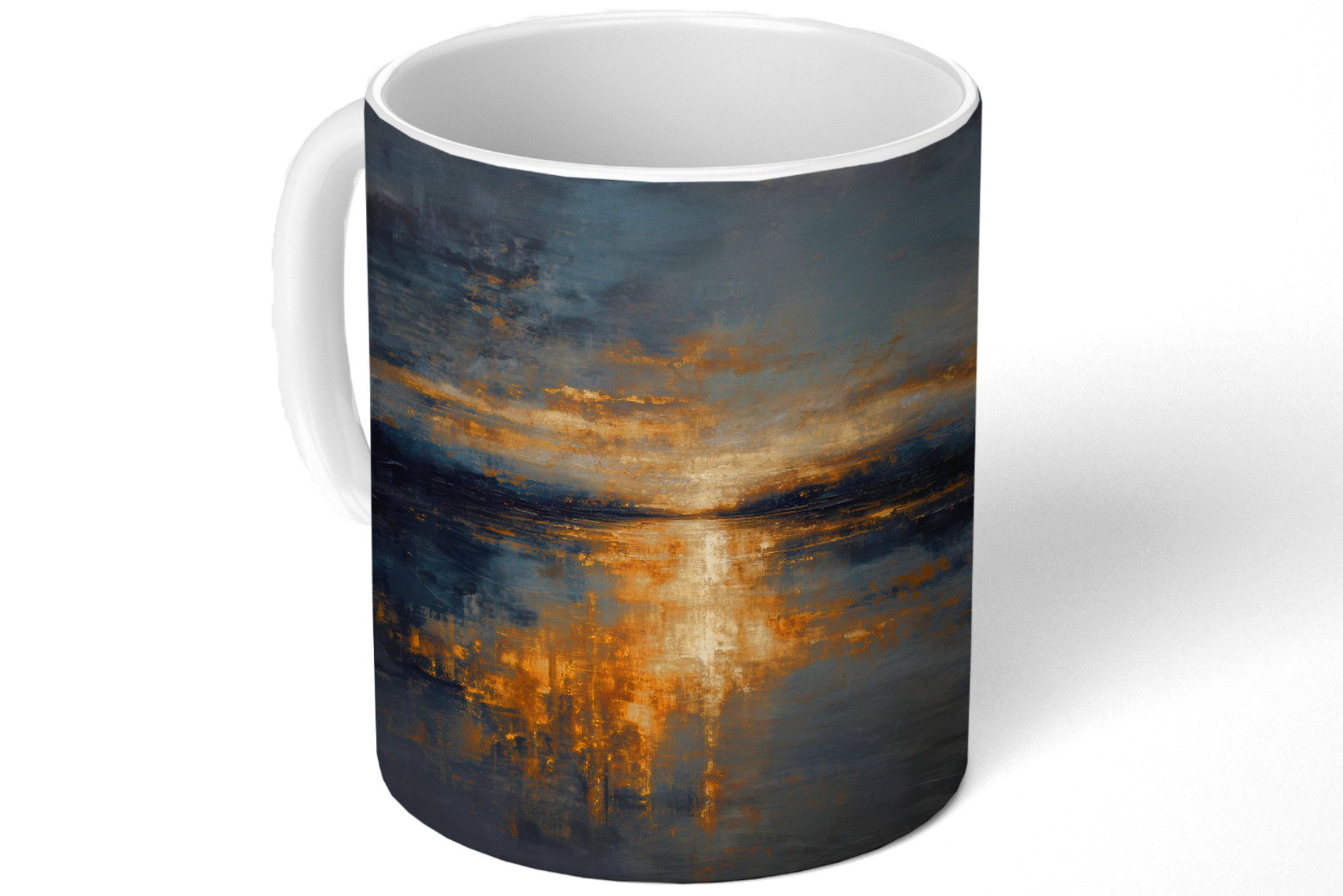 MuchoWow Tasse Goldene Reflexion auf dem Wasser, 1-tlg., Keramik, Kaffeetassen, Teetasse, Becher, Kaffeebecher, Geschenk