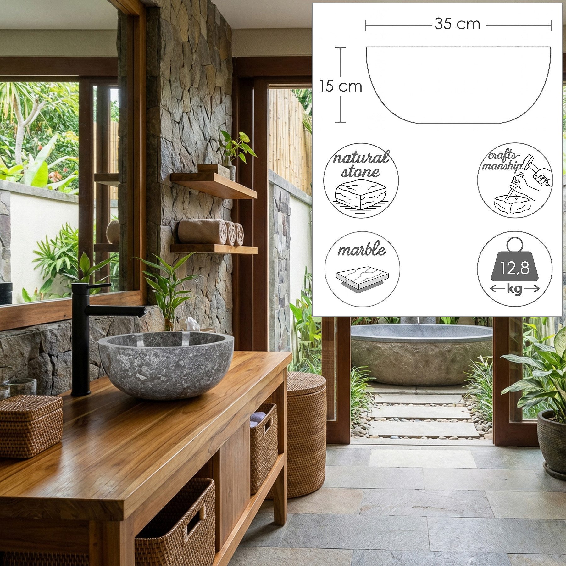 Casa Moro Waschbecken Naturstein Waschbecken - Marmor Aufsatzwaschbecken
