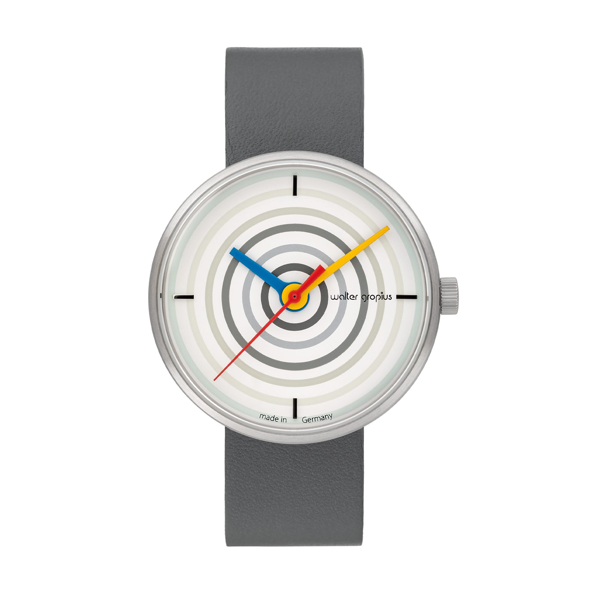 Walter Gropius Quarzuhr Made in Germany, Saphirglas, Forum Space Loops - WG 004-01, Designeruhr, Lederarmband mit Easy-Release System, Edelstahlgehäuse