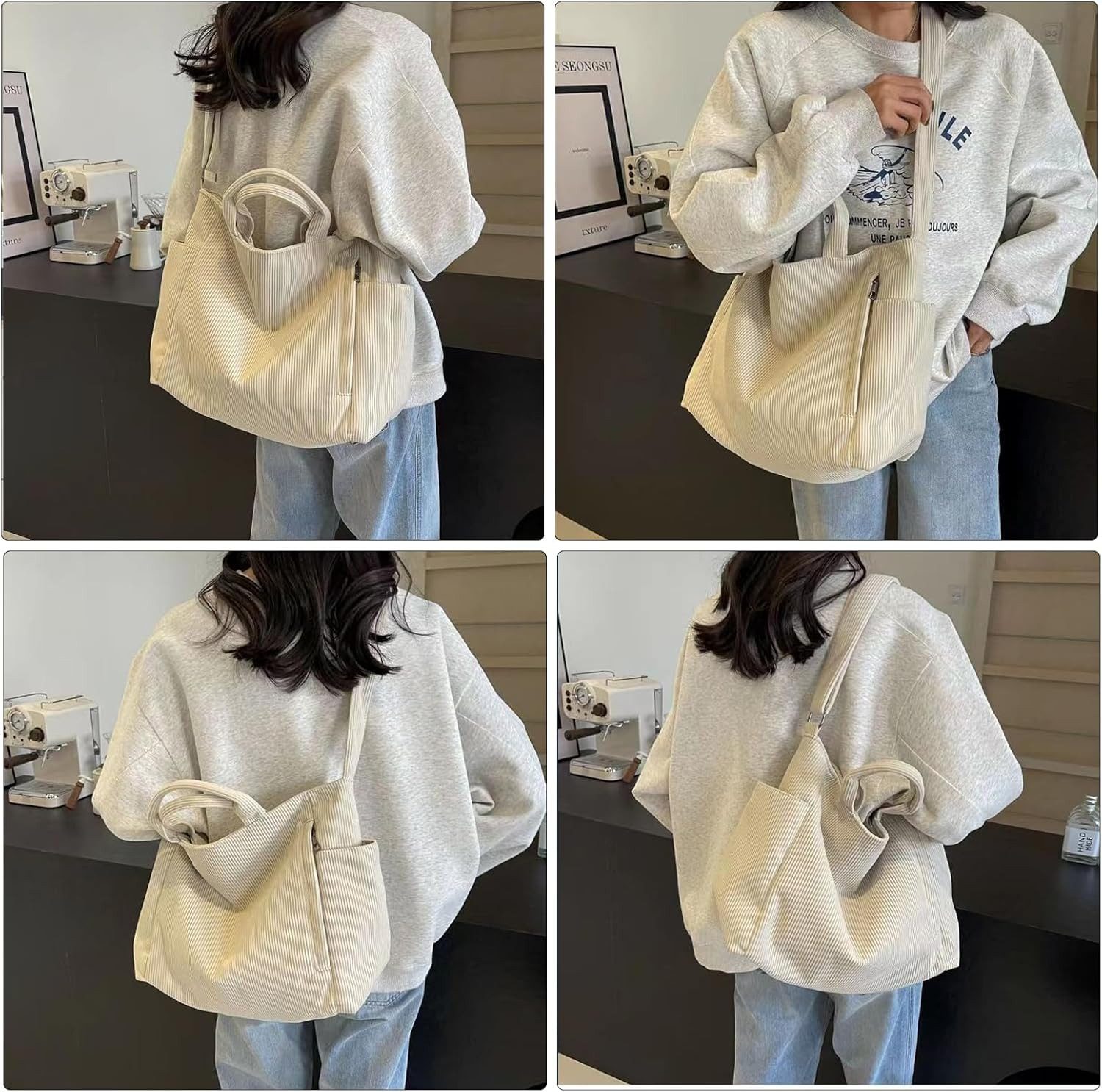nsihing Umhängetasche Damen Schultertasche Groß Shopper Tote Bag Handtasche Strandtasche, Geschenk für Frauen Weihnachten Geburtstag Valentinstag – Bild 3 von 5
