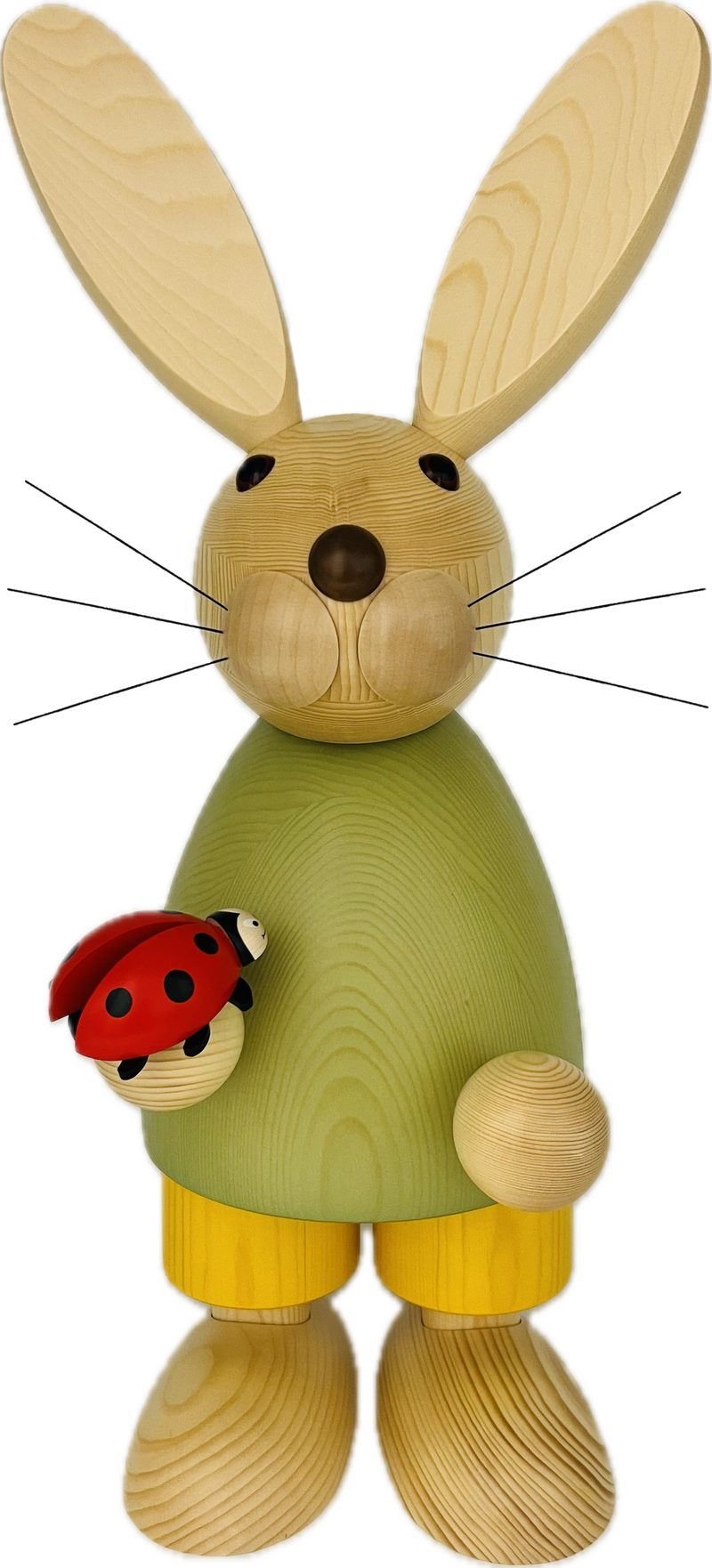 Richard Glaesser Osterhase XXL grün mit Marienkäfer, Höhe 64cm, Handwerkskunst original Erzgebirge