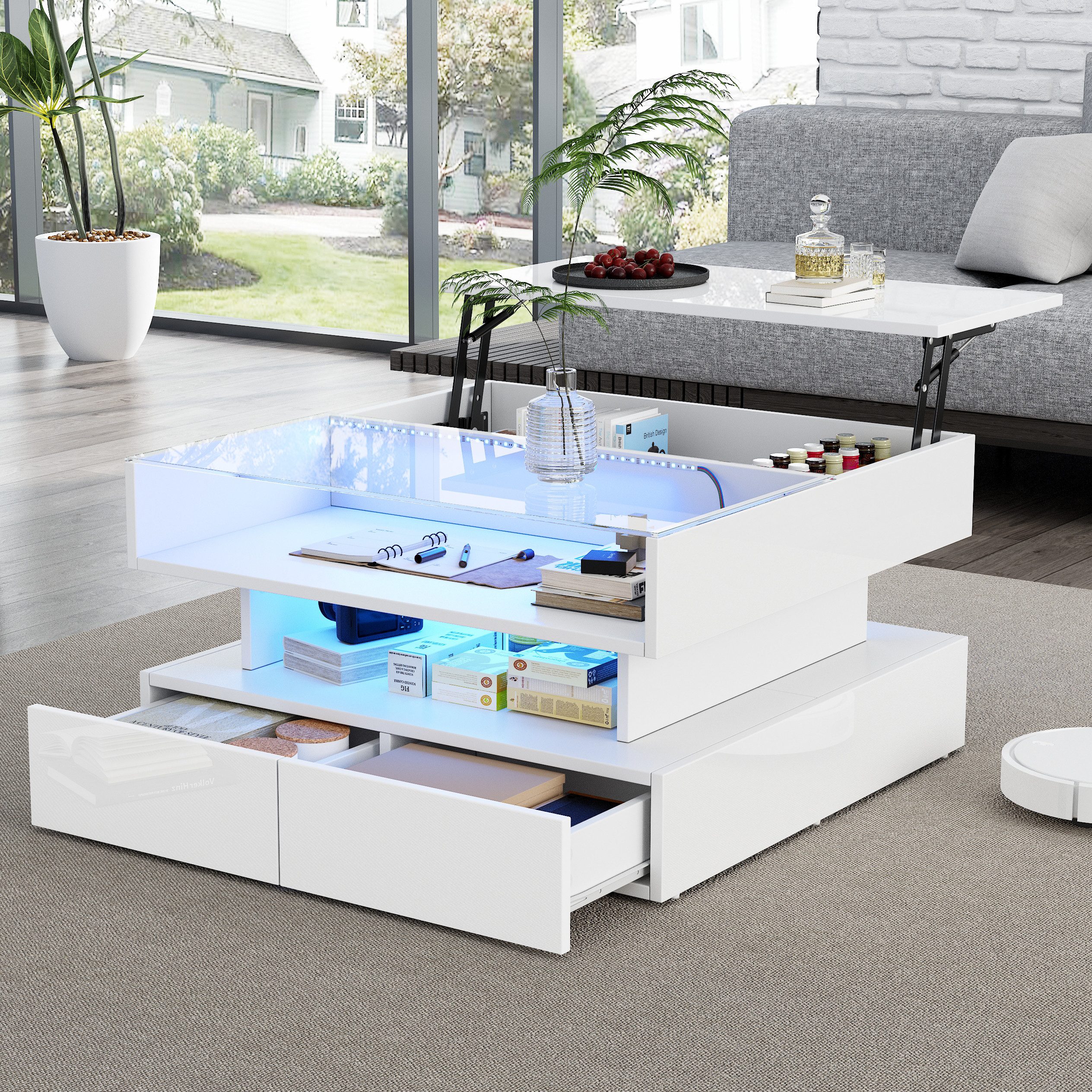 STILVORA Couchtisch mit Schubladen,anhebbarer Wohnzimmertisch Sofatisch günstig online kaufen