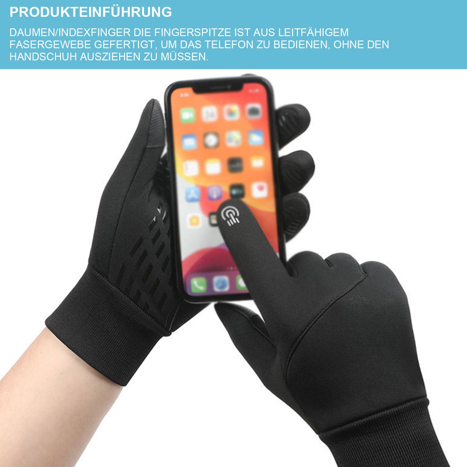 Refttenw Fahrradhandschuhe Wasserabweisend Winter Touchscreen Thermo-Handschuhe Warm Plüsch Fahrradhandschuh