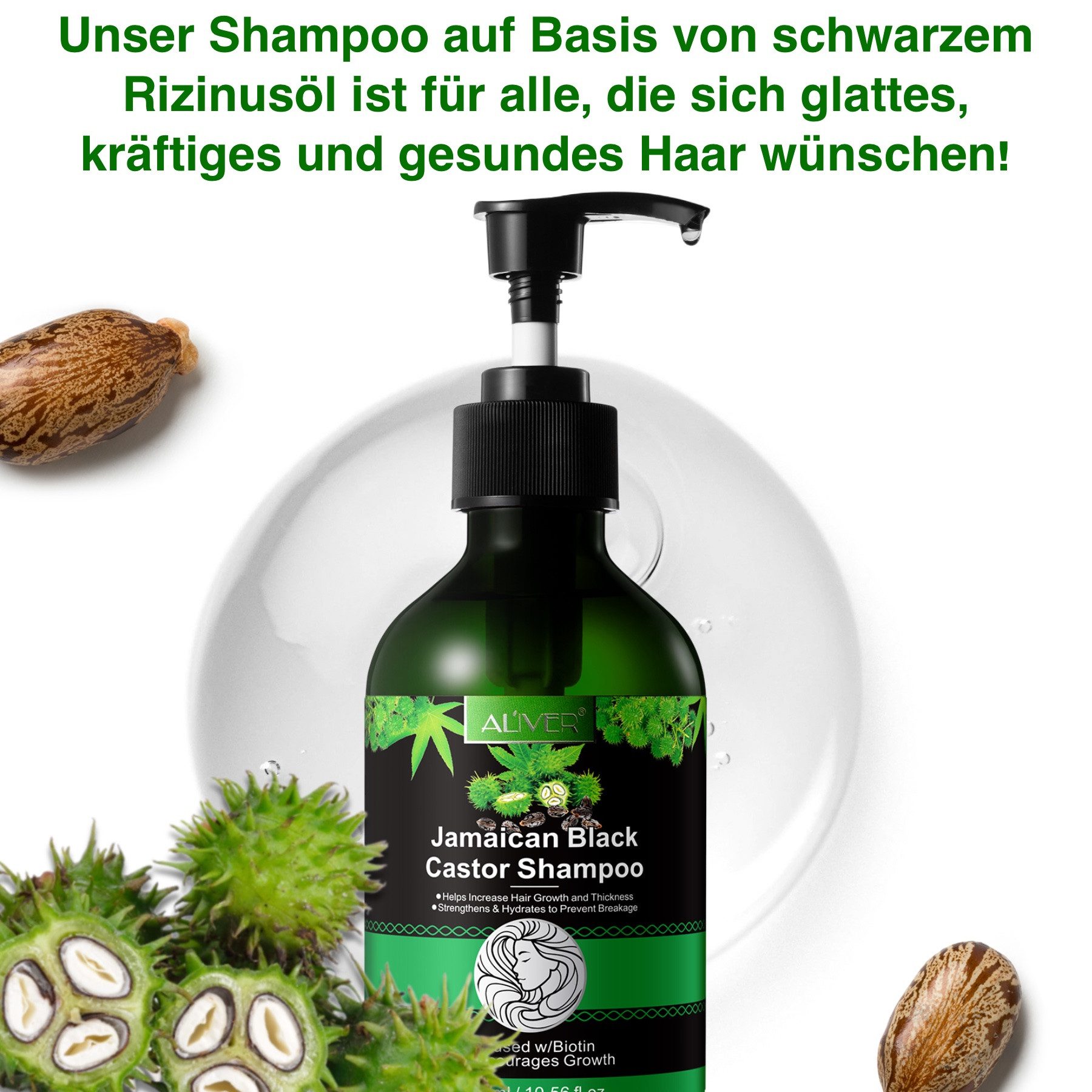 ALIVER Haarshampoo Shampoo Rizinusöl Kopfhaut Pflege Haarwachstum Vegan Aliver, 1-tlg., Vegan