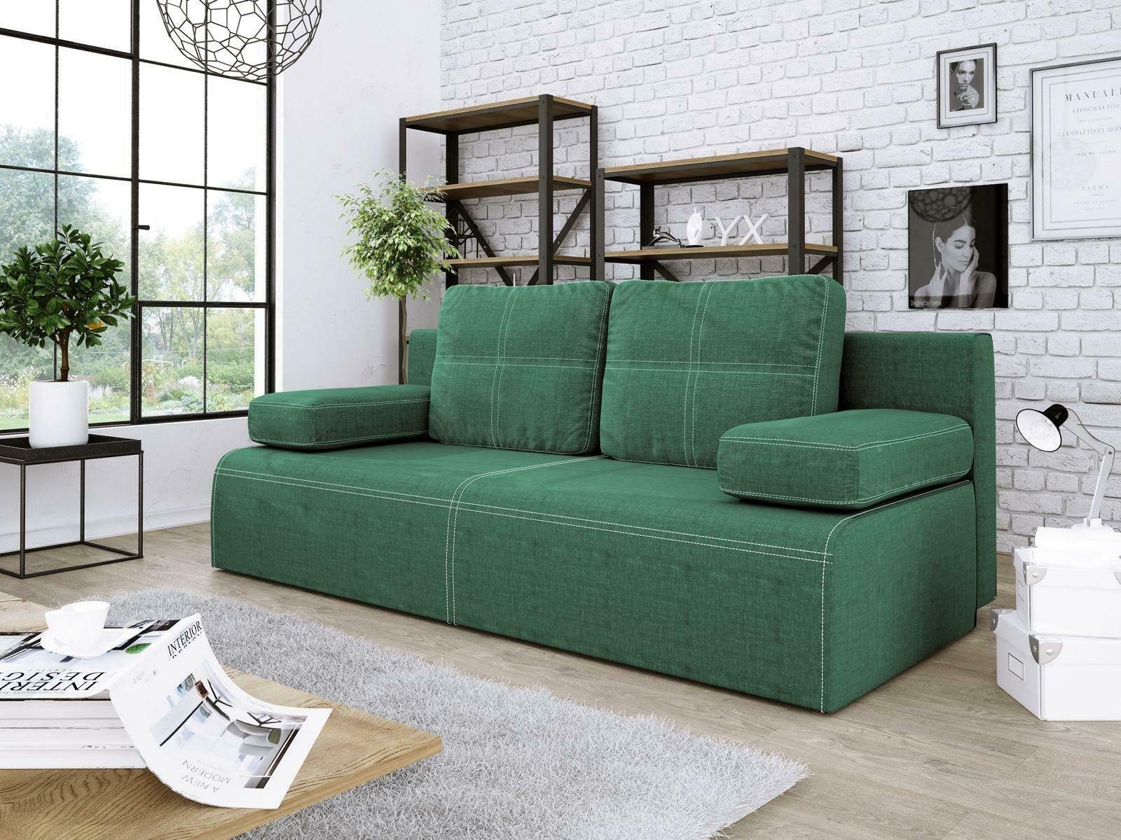 JVmoebel Sofa Grüner Dreisitzer Stoffsofa Luxus Design Möbel Couch Neu, Made in Europe